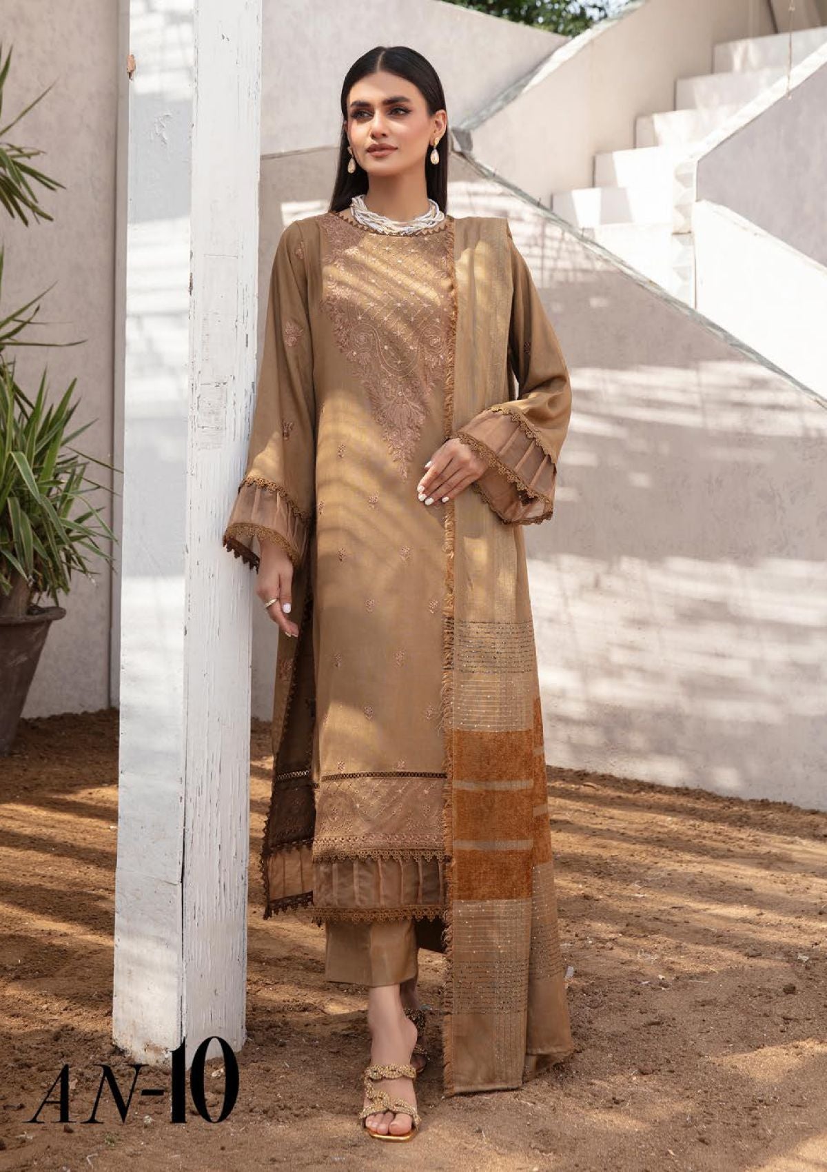 Aangan Peach Leather By Khoobsurat'23 AN-10 - Mohsin Saeed Fabrics