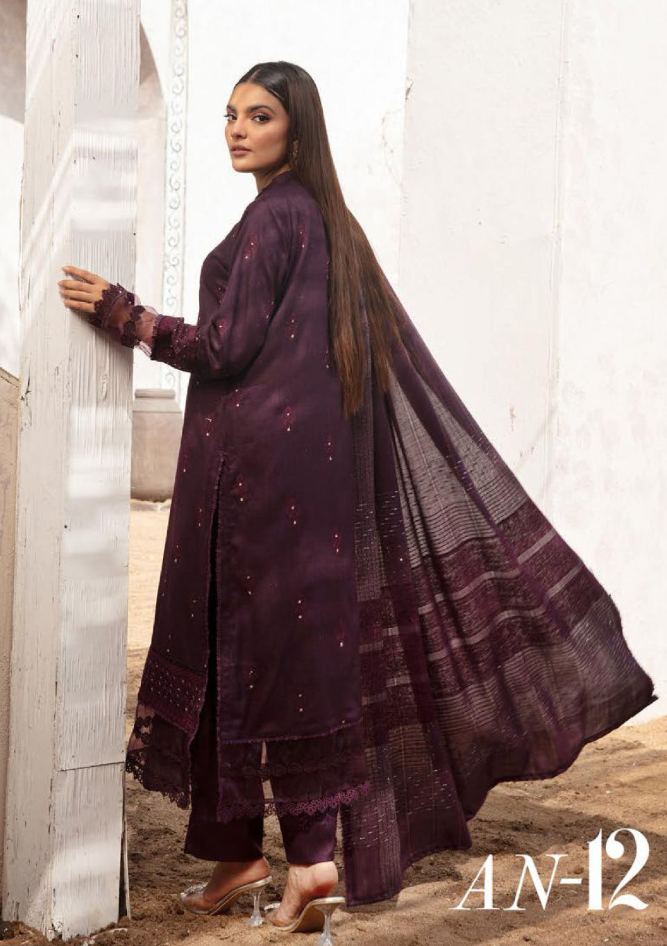 Aangan Peach Leather By Khoobsurat'23 AN-12 - Mohsin Saeed Fabrics