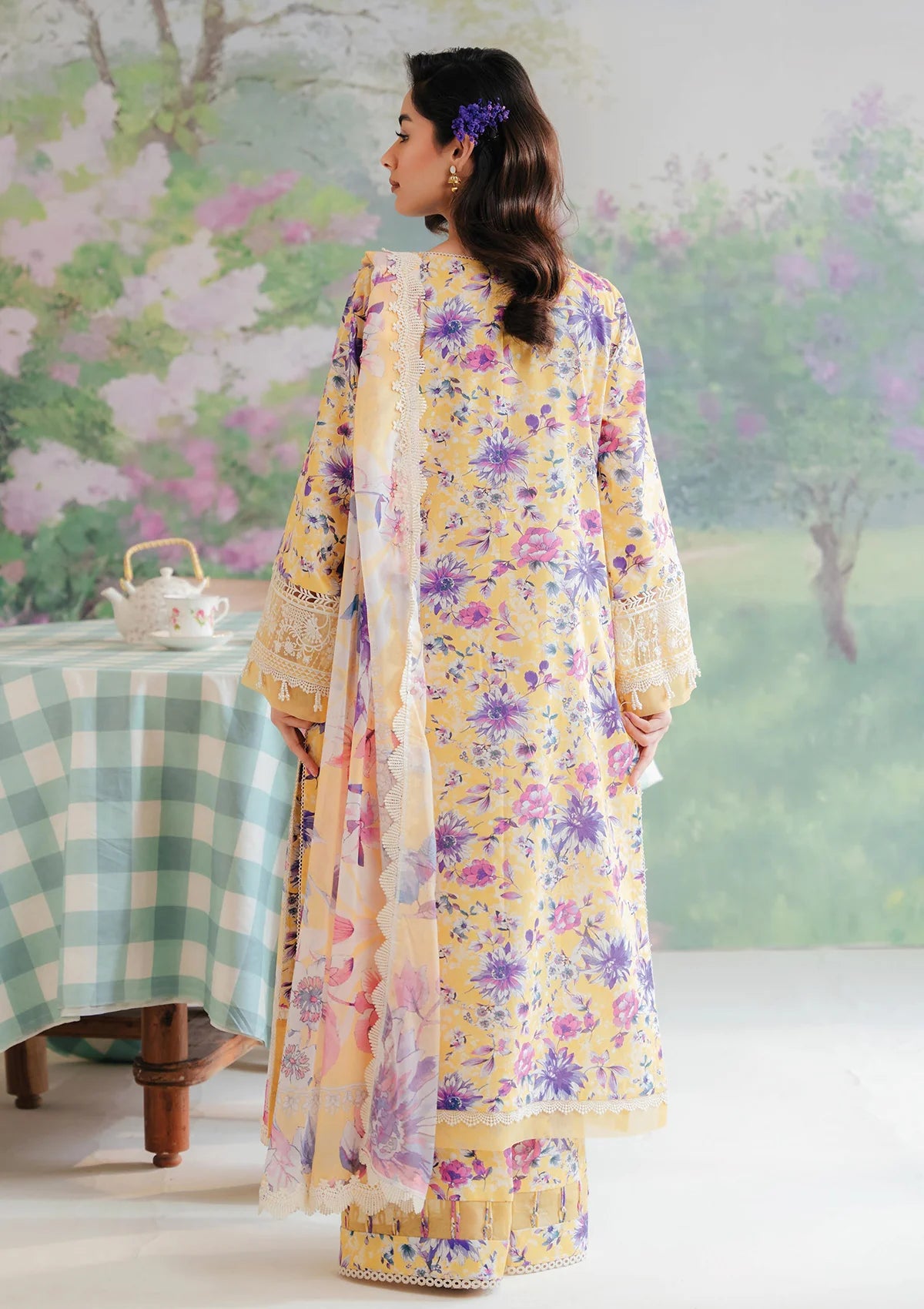Afrozeh The Floral Charm Lawn'24 AL-01 - Mohsin Saeed Fabrics