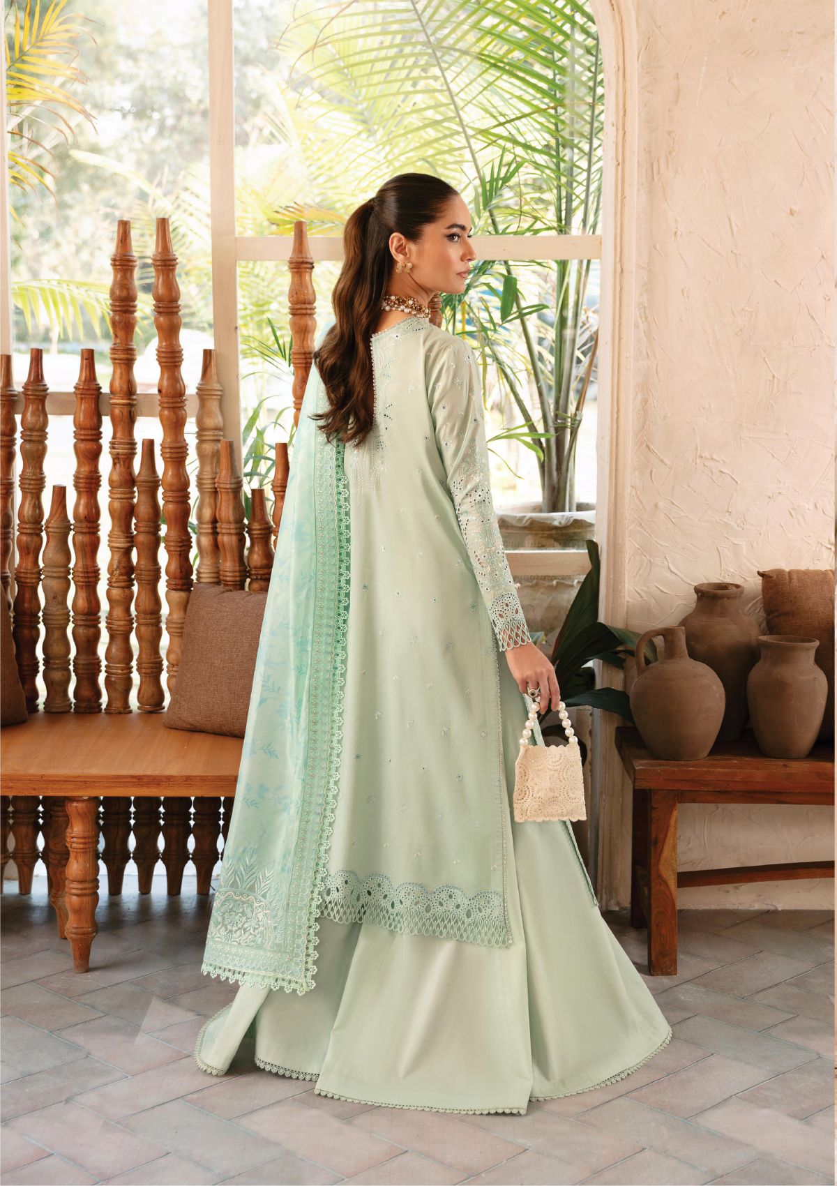Afrozeh Cascade luxury lawn'24 AL-07 (WILLOW) - Mohsin Saeed Fabrics