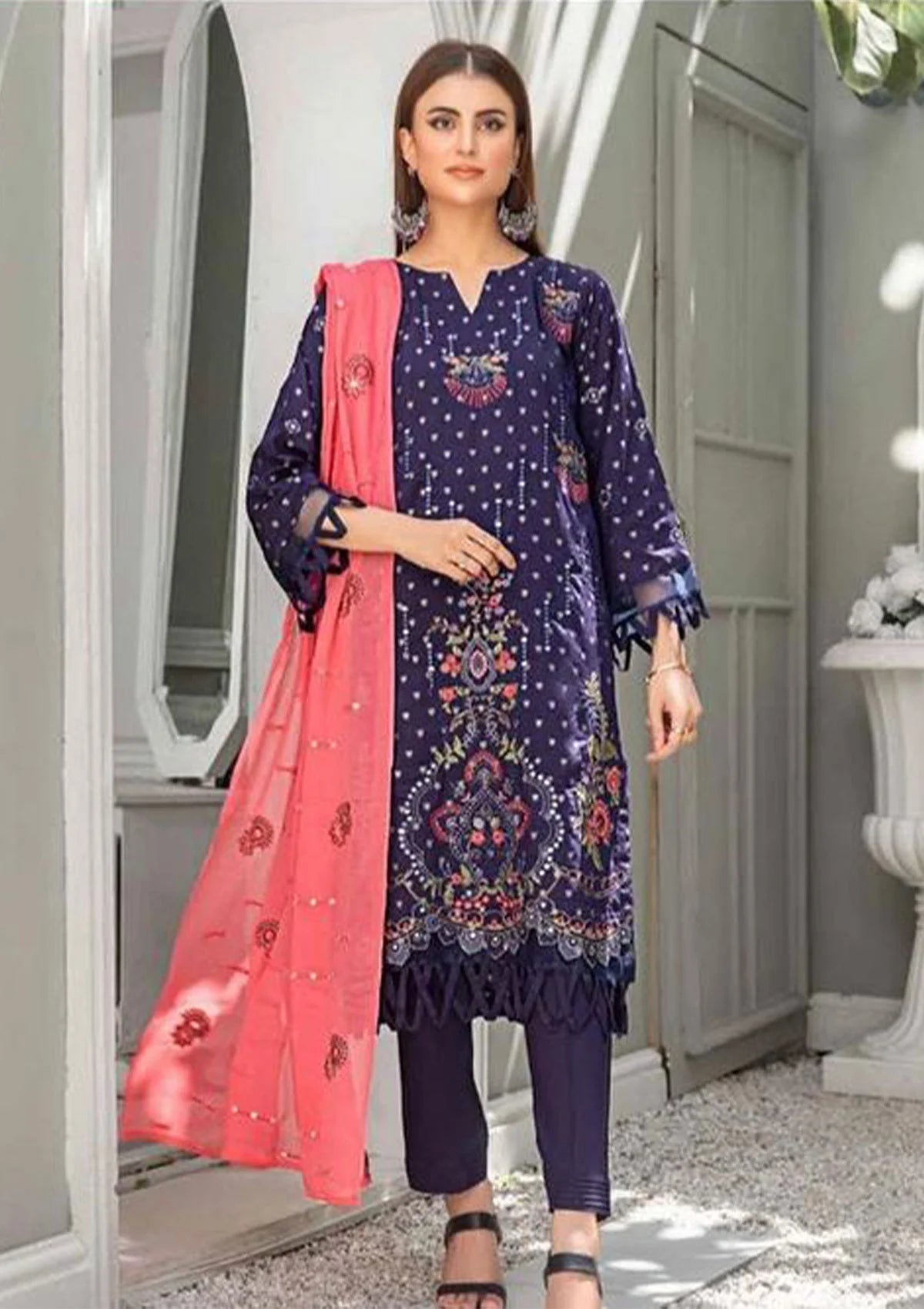 Alif Airjet Emb Viscose'23 Vol-30 D-01 - Mohsin Saeed Fabrics