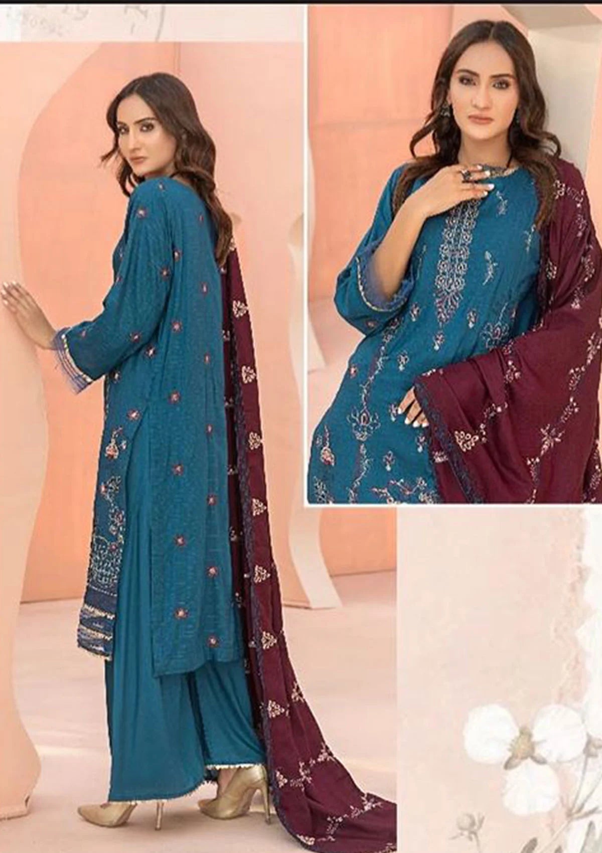 Alif Airjet Emb Viscose'23 Vol-33 D-02 - Mohsin Saeed Fabrics