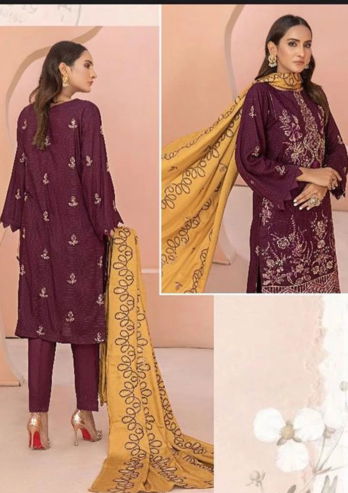 Alif Airjet Emb Viscose'23 Vol-33 D-08 - Mohsin Saeed Fabrics