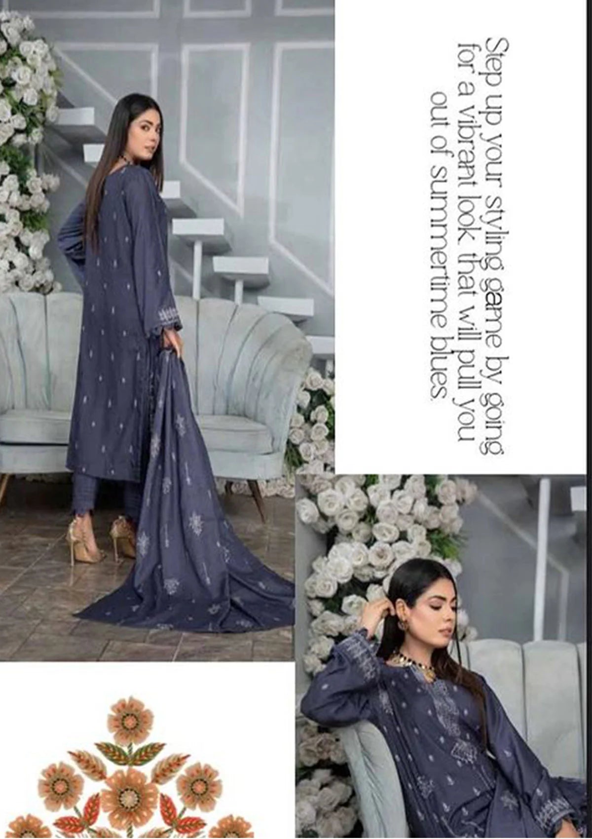 Alif Airjet Slub Emb Linen'23 Vol-41 D-02 - Mohsin Saeed Fabrics