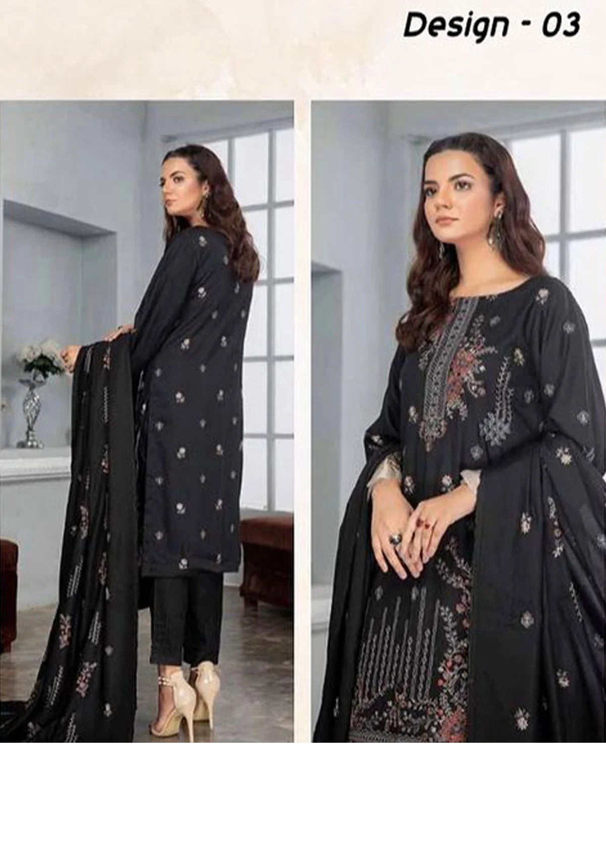 Alif Airjet Slub Emb Linen'23 Vol-41 D-03 - Mohsin Saeed Fabrics