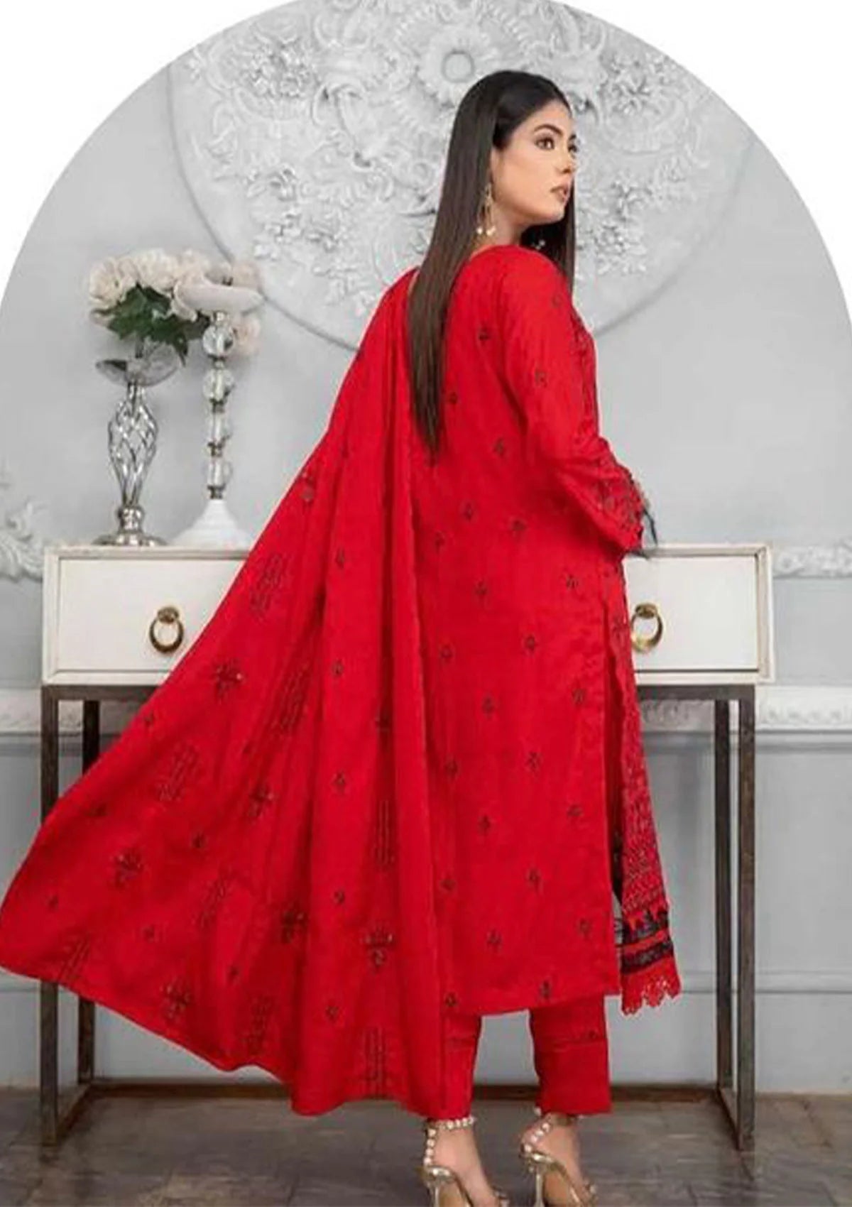 Alif Airjet Slub Emb Linen'23 Vol-41 D-08 - Mohsin Saeed Fabrics