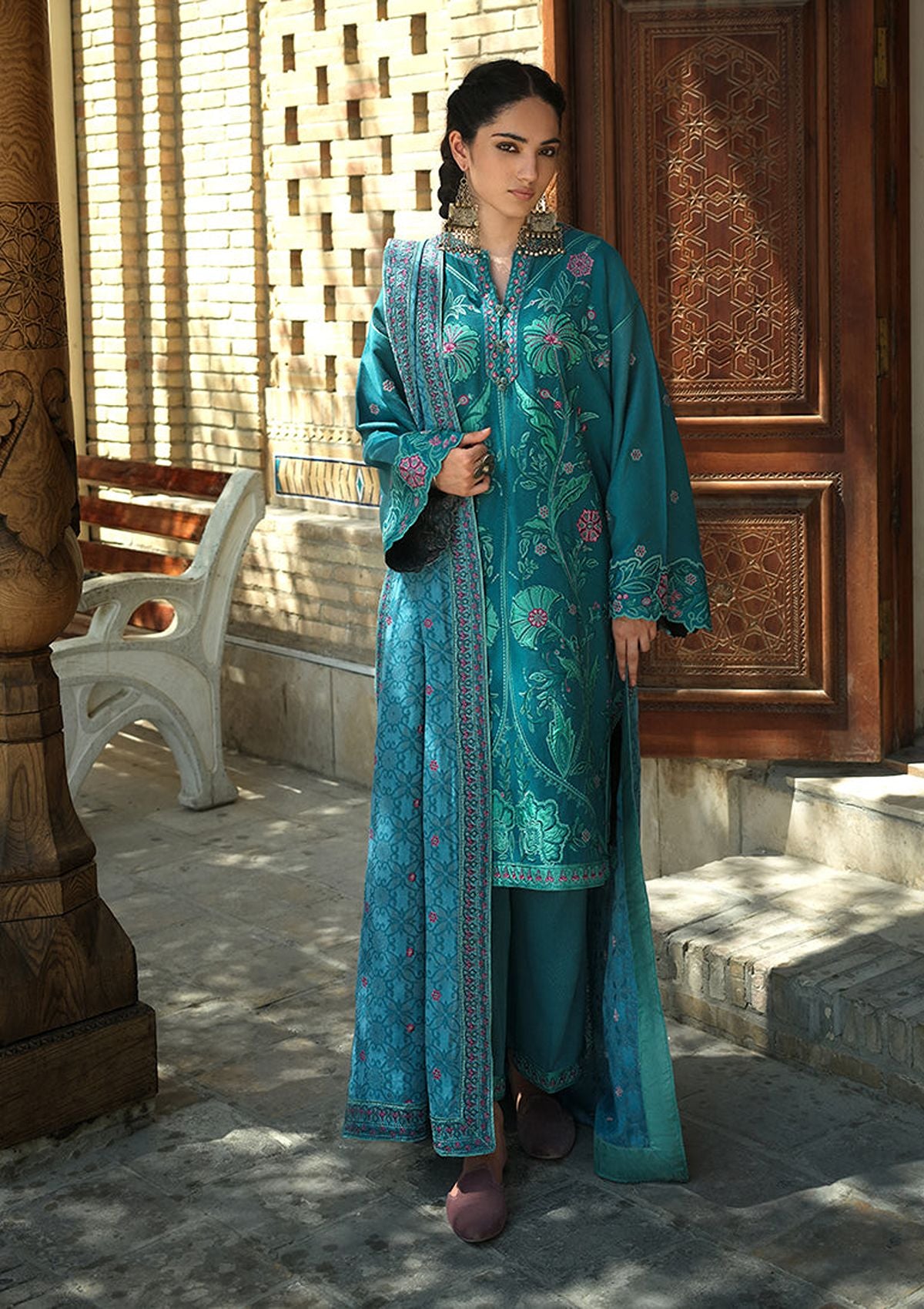 Mushq Hemline Bukhara Winter Edit'26 D-09 Azure Courtyard