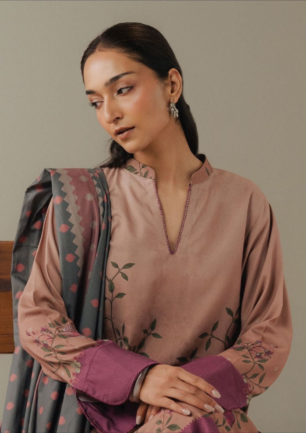 Coco By Zara Shahjahan Drop-5 Prints'25 D-04B Sienna Field