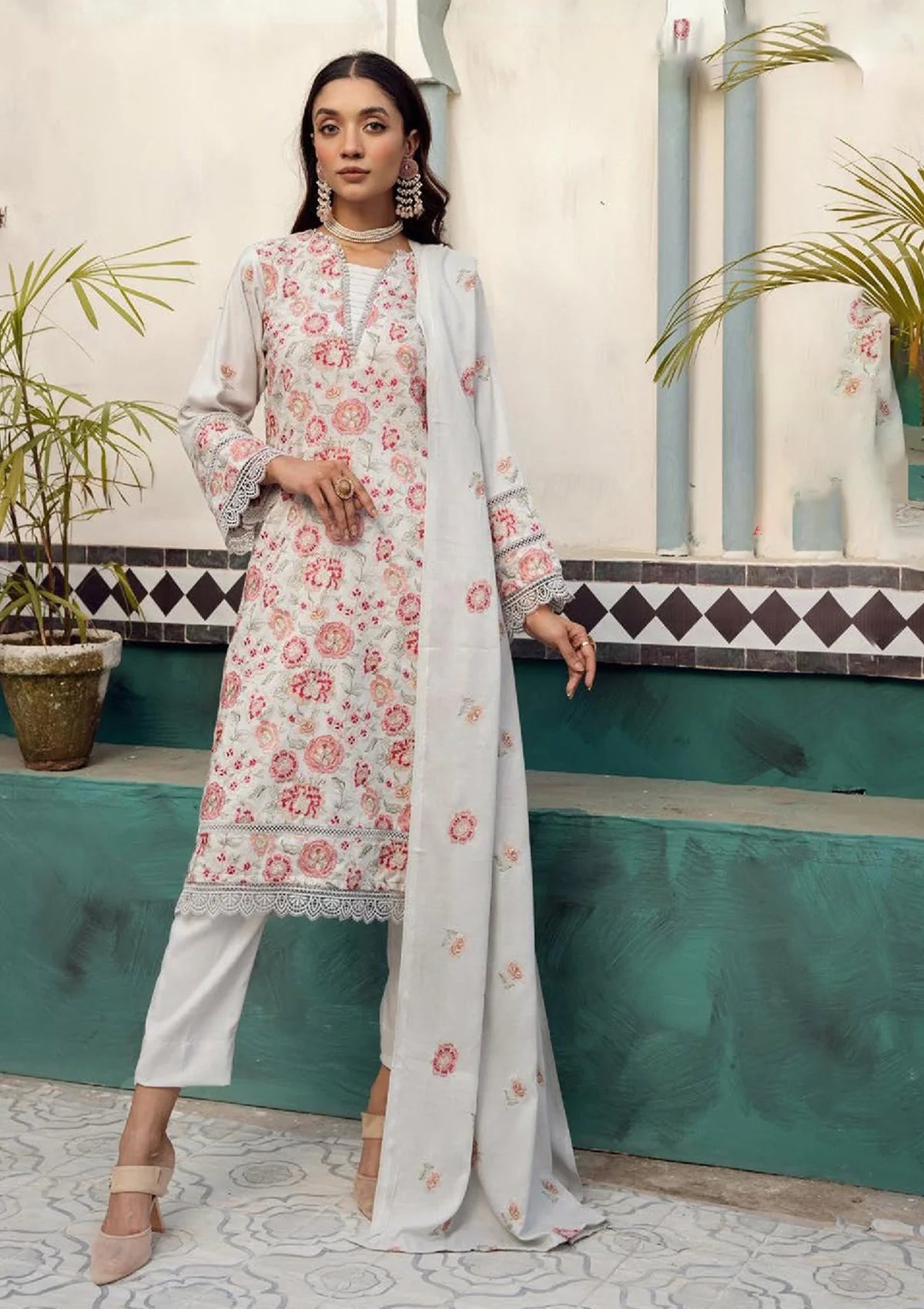 Chandni Emb Leather Peach'23 C-10 - Mohsin Saeed Fabrics