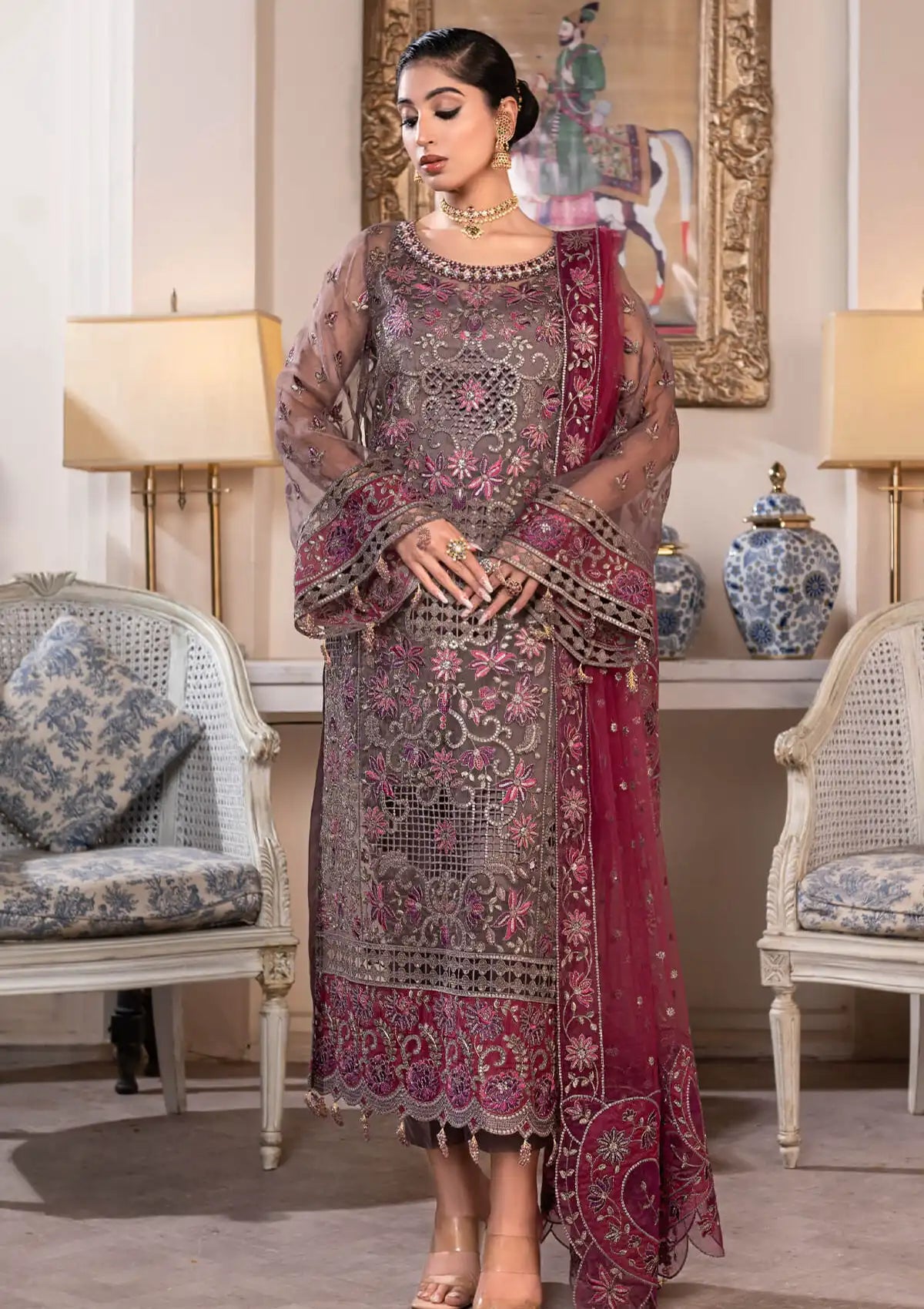 JJ Embellish By Janique'24 Vol-02 D-002 Burgundy Orchid