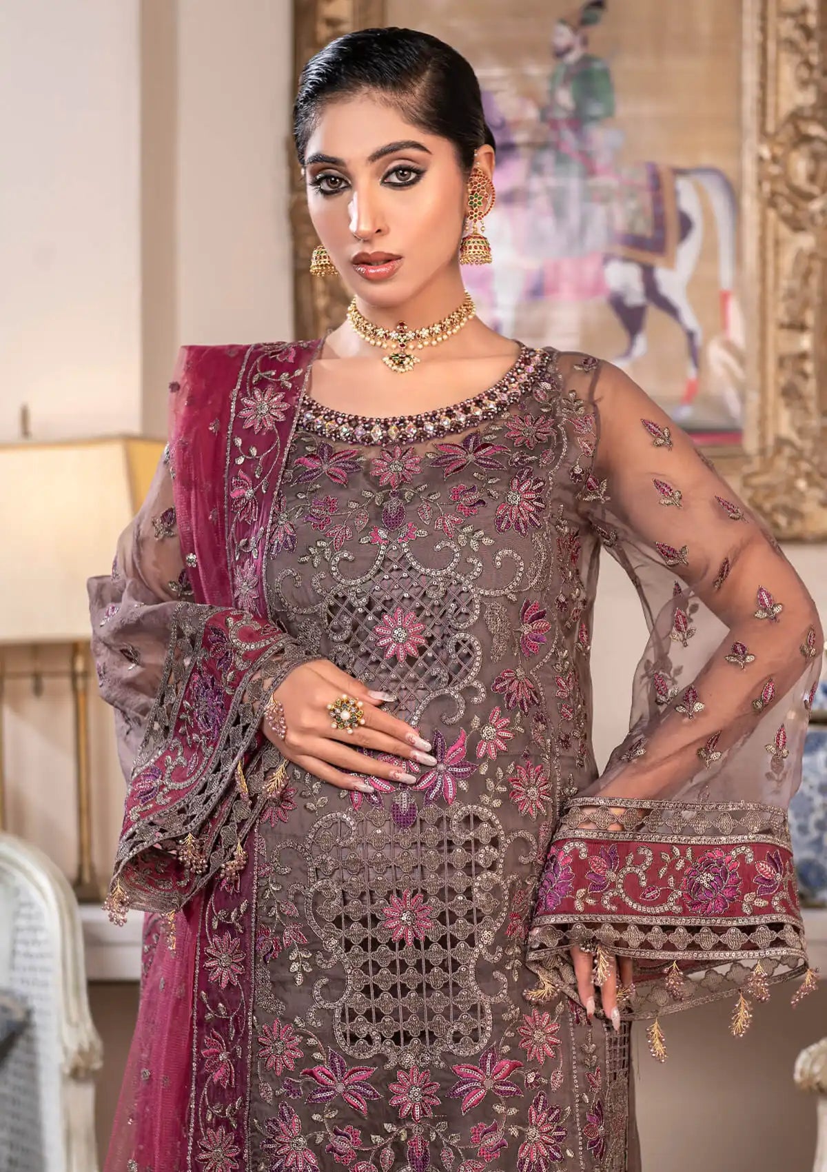 JJ Embellish By Janique'24 Vol-02 D-002 Burgundy Orchid