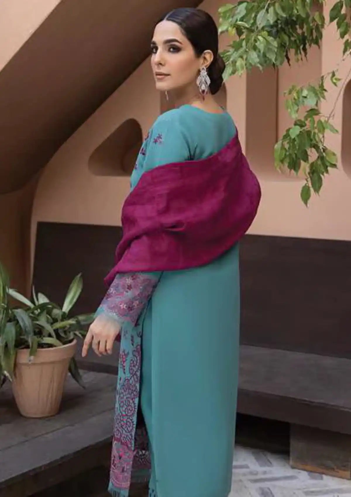 Rang Rasiya Carnation Emb Karandi'23 D-01 (NURAY) - Mohsin Saeed Fabrics