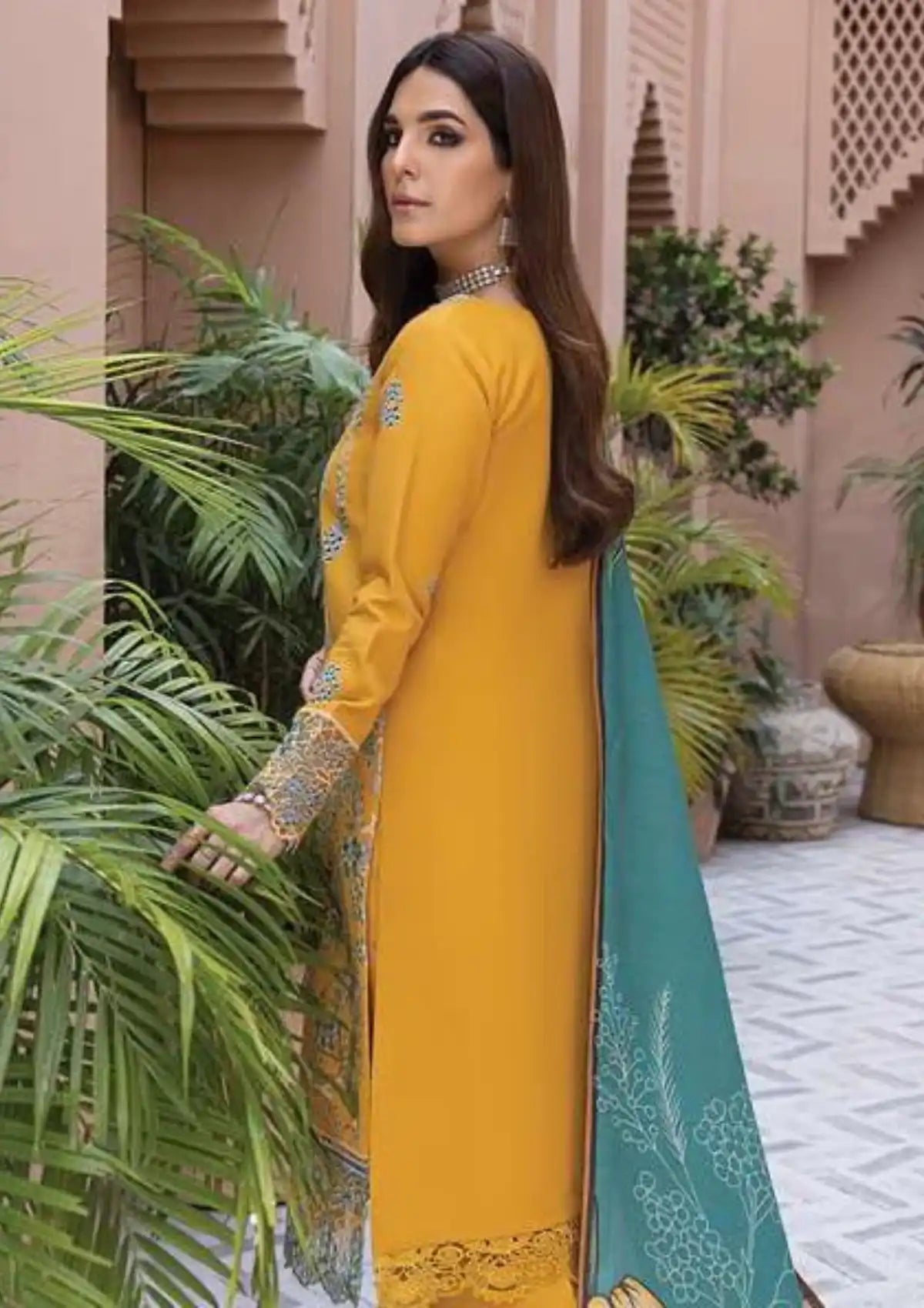 Rang Rasiya Carnation Emb Karandi'23 D-03 (HAZEL) - Mohsin Saeed Fabrics