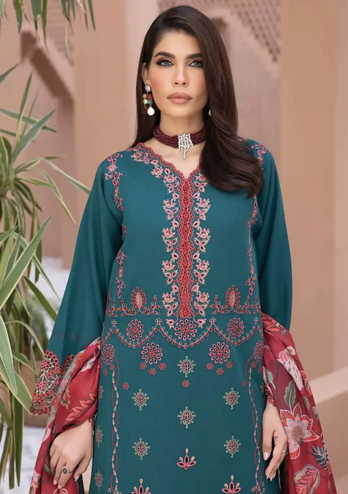 Rang Rasiya Carnation Emb Karandi'23 D-05 (EMEL) - Mohsin Saeed Fabrics