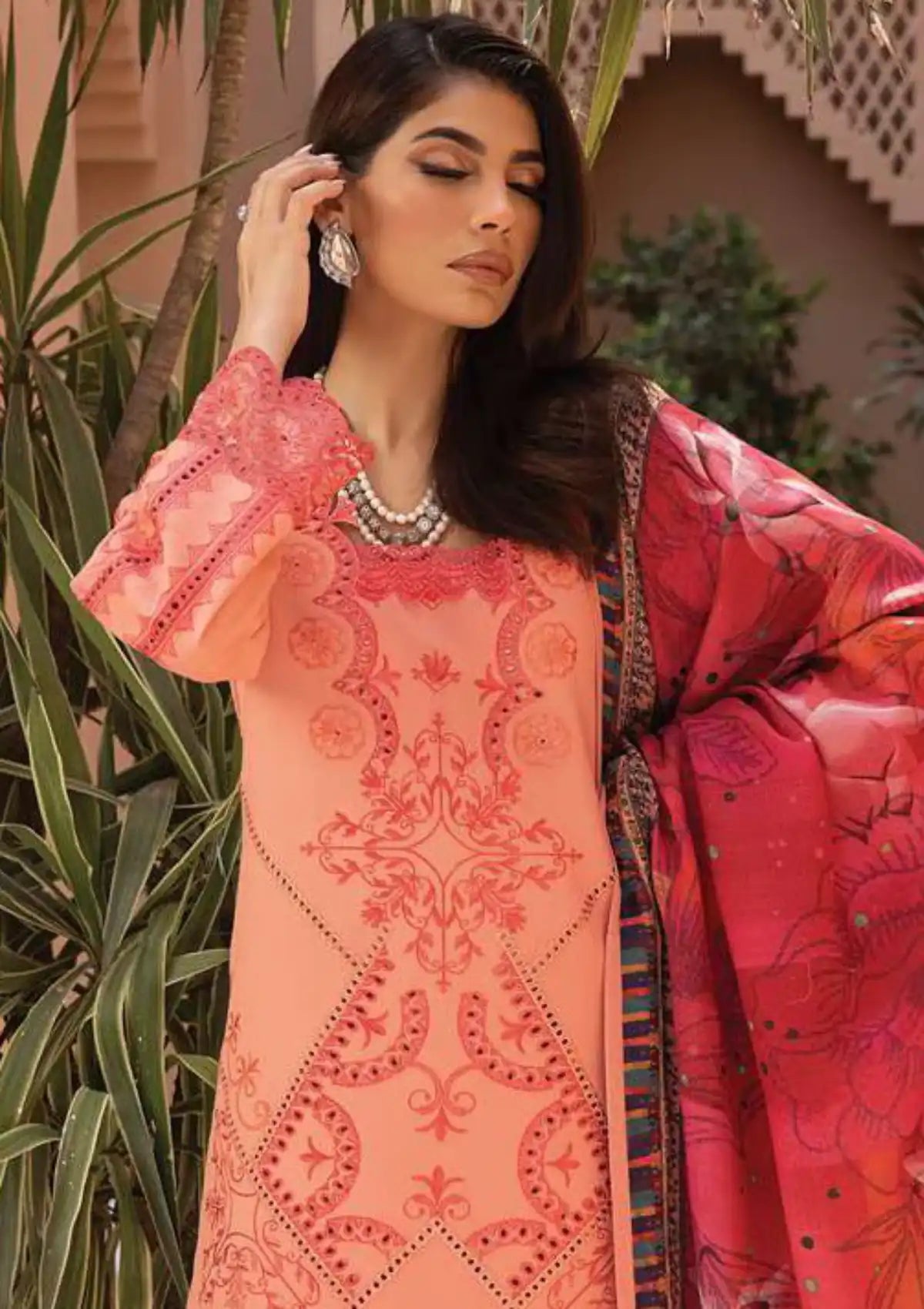Rang Rasiya Carnation Emb Karandi'23 D-07 (MIRAY) - Mohsin Saeed Fabrics