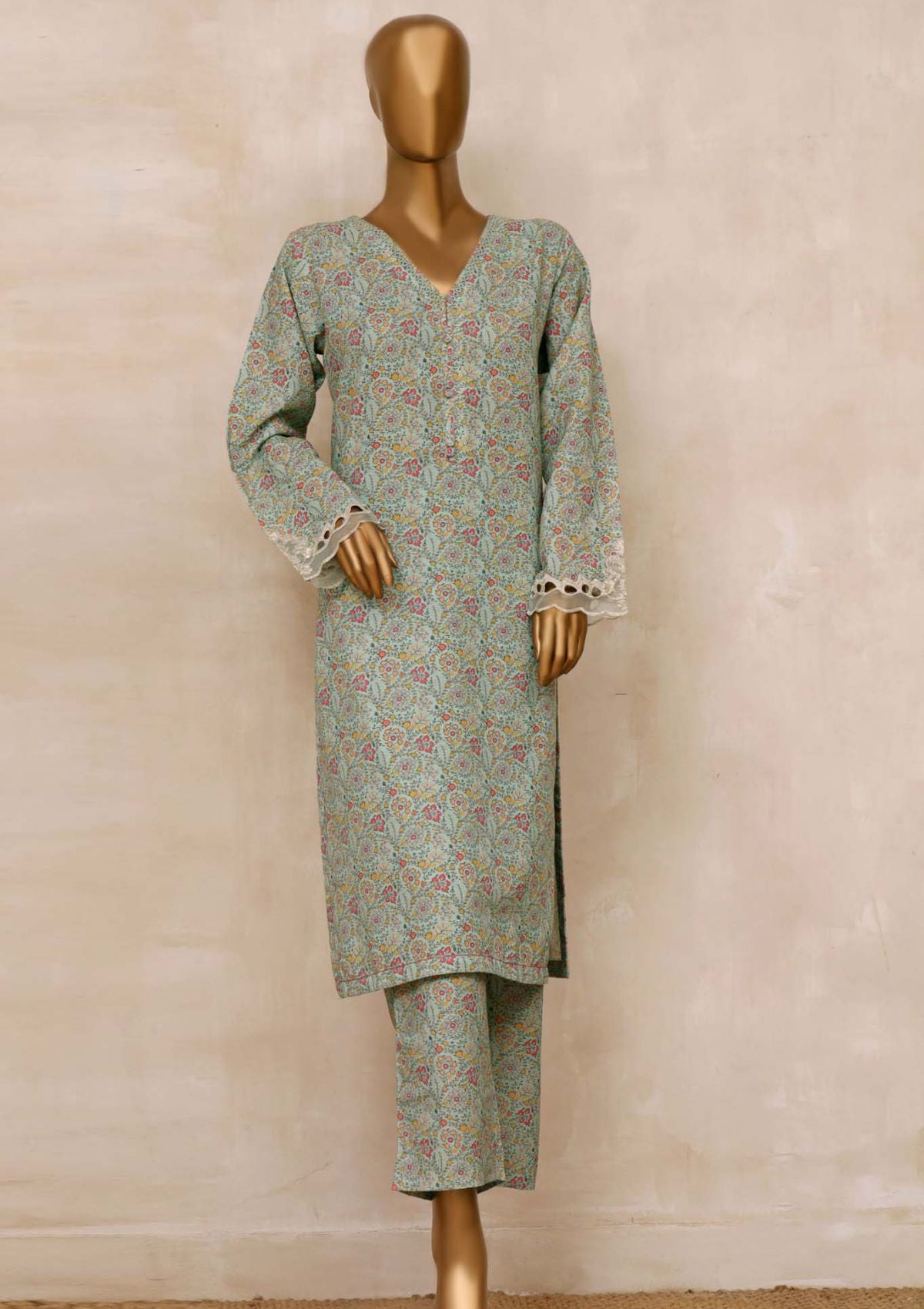 Sadabahar Winter Daily Pret 3 Pcs'23 RTW-6861 (Green) - Mohsin Saeed Fabrics