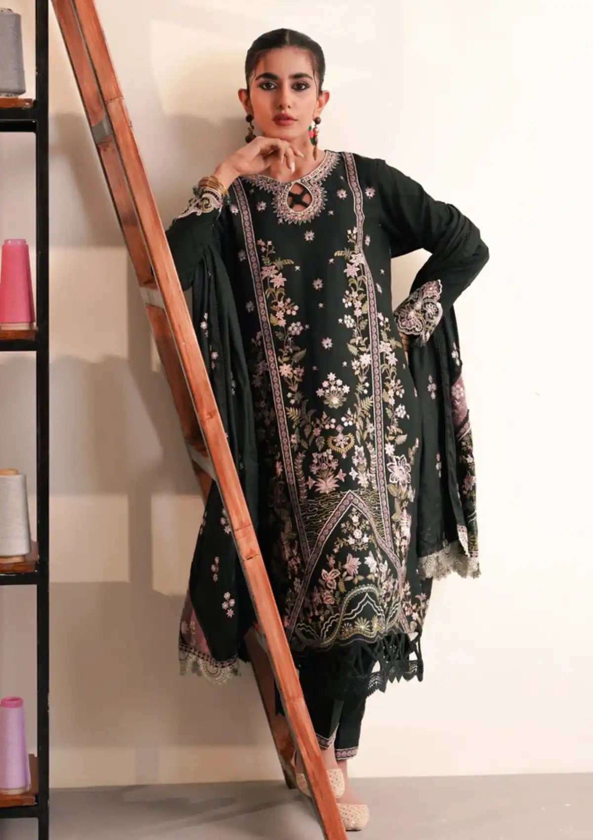 Aabyaan Miraal Emb Linen'23 AW-01 SHAB - Mohsin Saeed Fabrics