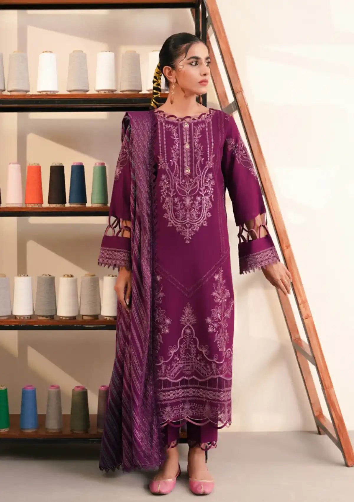 Aabyaan Miraal Emb Linen'23 AW-05 FASANA - Mohsin Saeed Fabrics