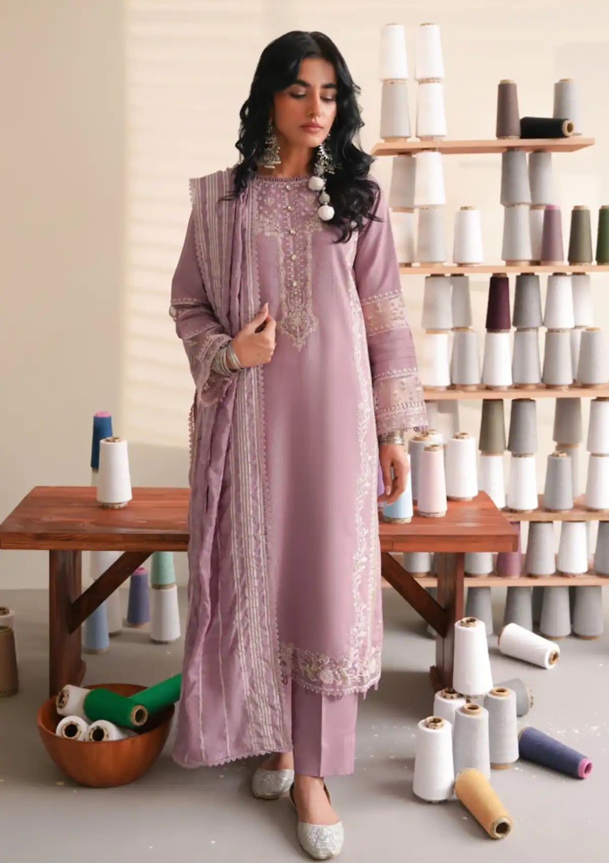 Aabyaan Miraal Emb Linen'23 AW-07 KASNI - Mohsin Saeed Fabrics