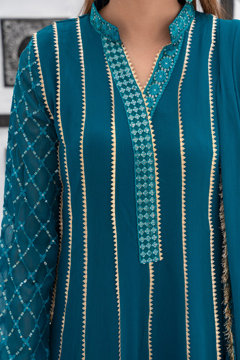 Shayzal By Mona Emb Pret KURTI 106-TEAL