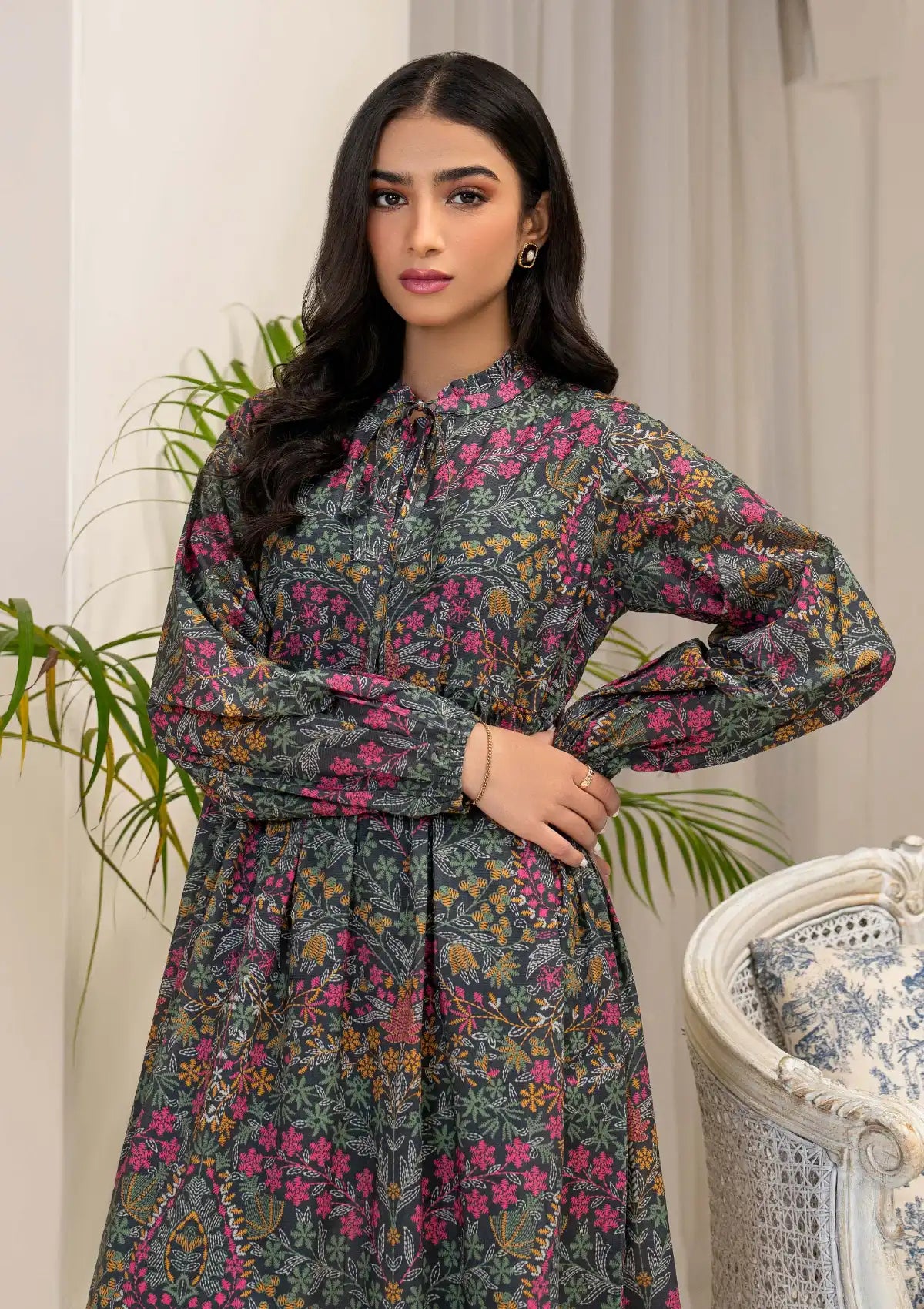 Limelight Printed Shirt'24 U-3396 Grey - Mohsin Saeed Fabrics
