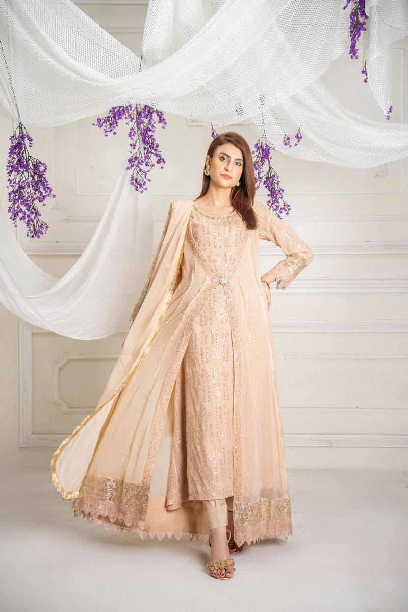 Jal Pari by Mona Emb KURTI-B-005-PEACH