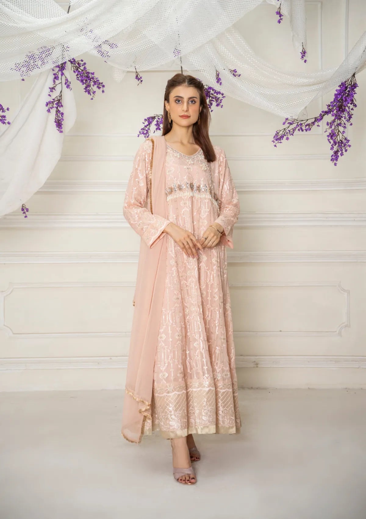 Shayzal By Mona Emb Pret ND-6-PEACH