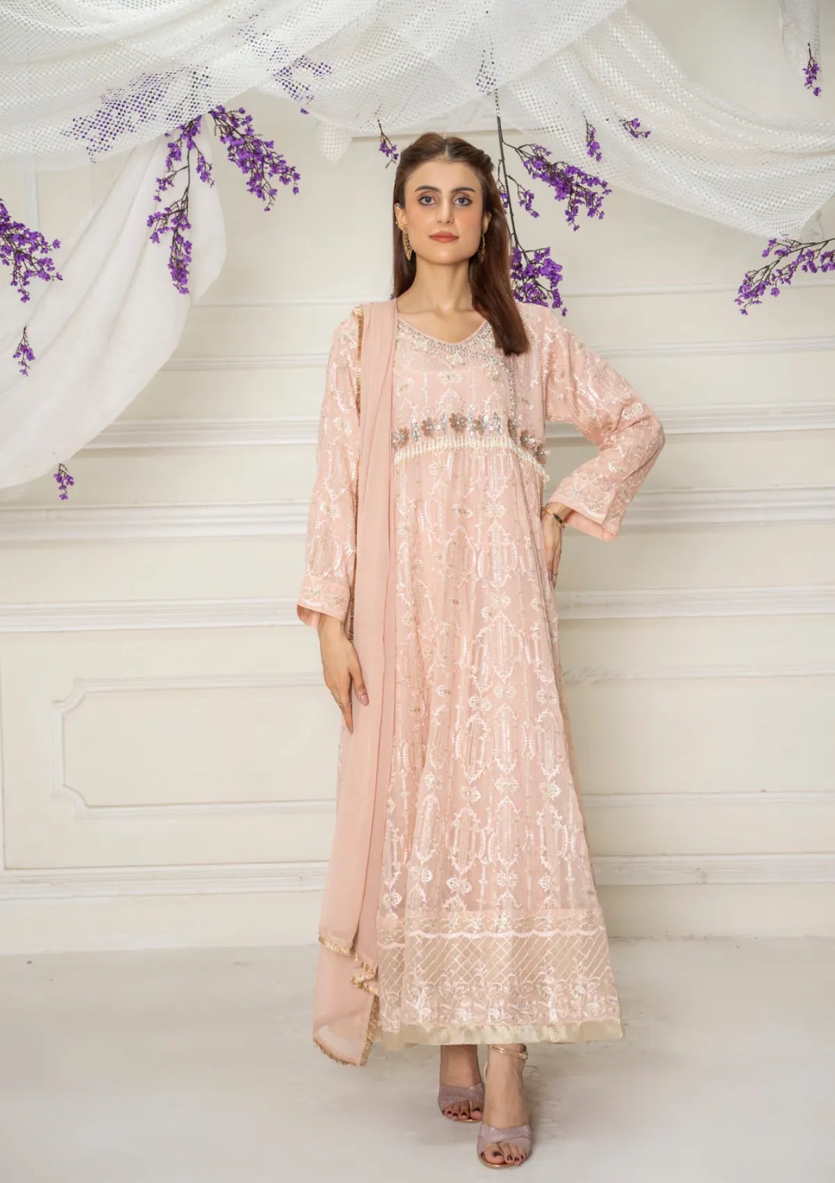 Shayzal By Mona Emb Pret ND-6-PEACH