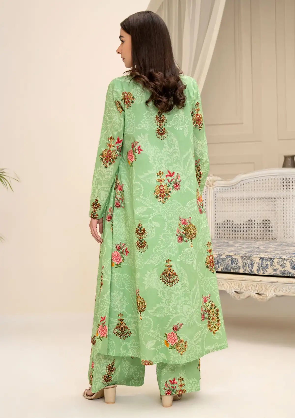 Limelight Printed Shirt'24 U-3362 Turquoise - Mohsin Saeed Fabrics