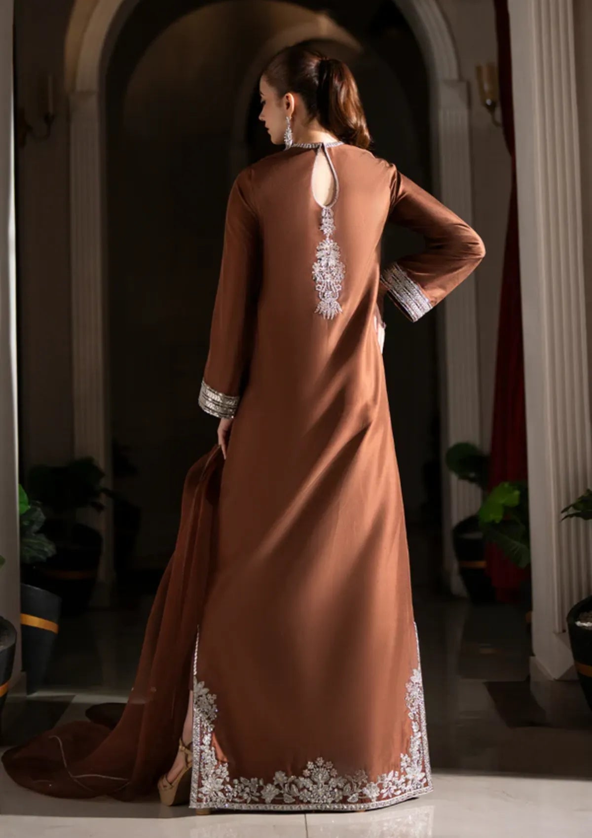 Mohid Shahzad Luxury Pret'25-Mocha - RTS