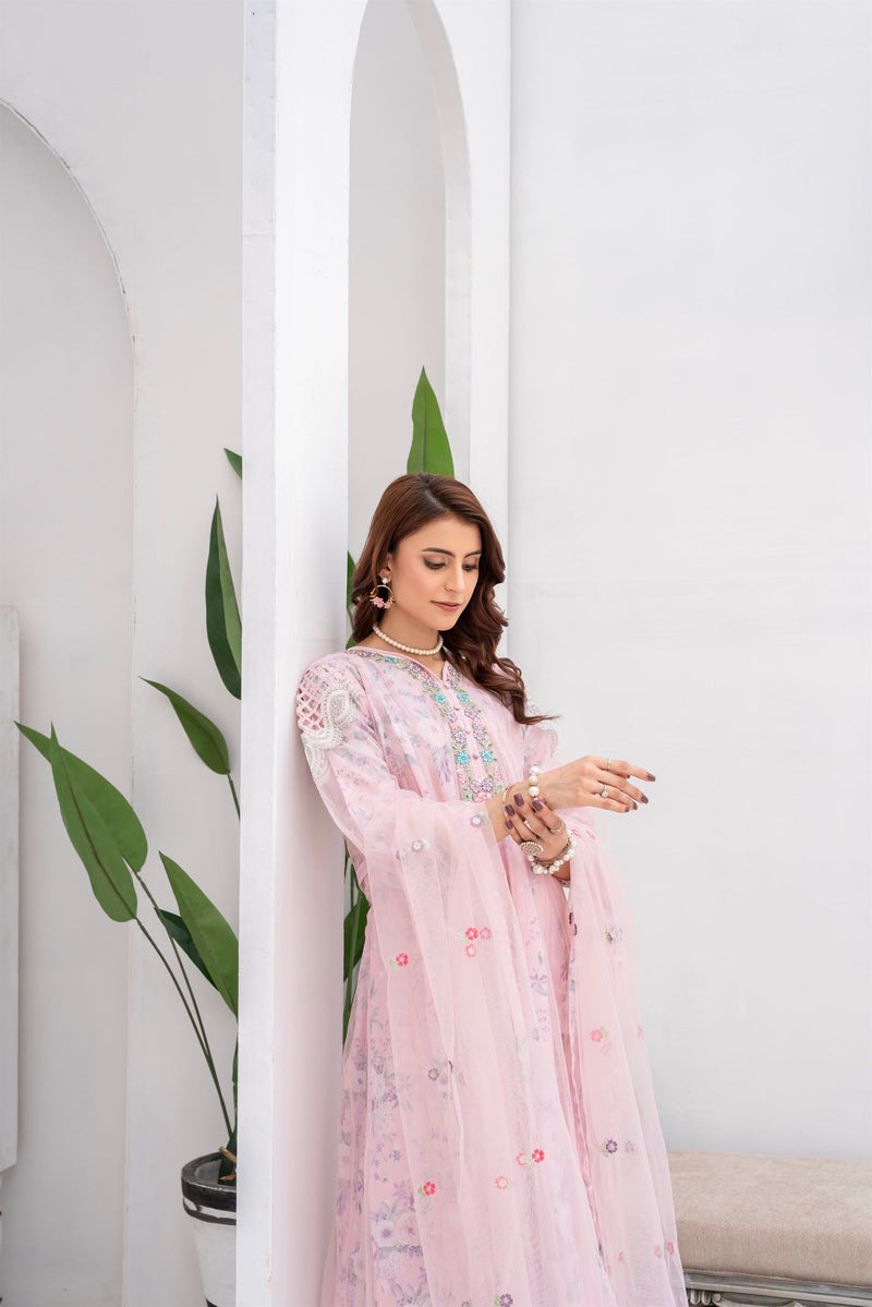 Shayzal By Mona Emb Pret NPG 47-TEA ROSE - Mohsin Saeed Fabrics