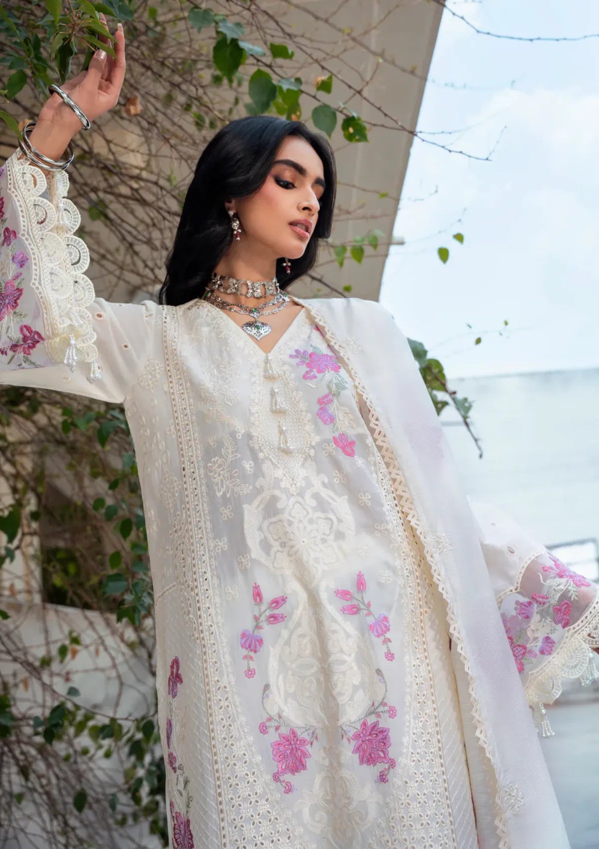 Naqsh Chikankari Festive Edit'26 NS-00205 White Gem