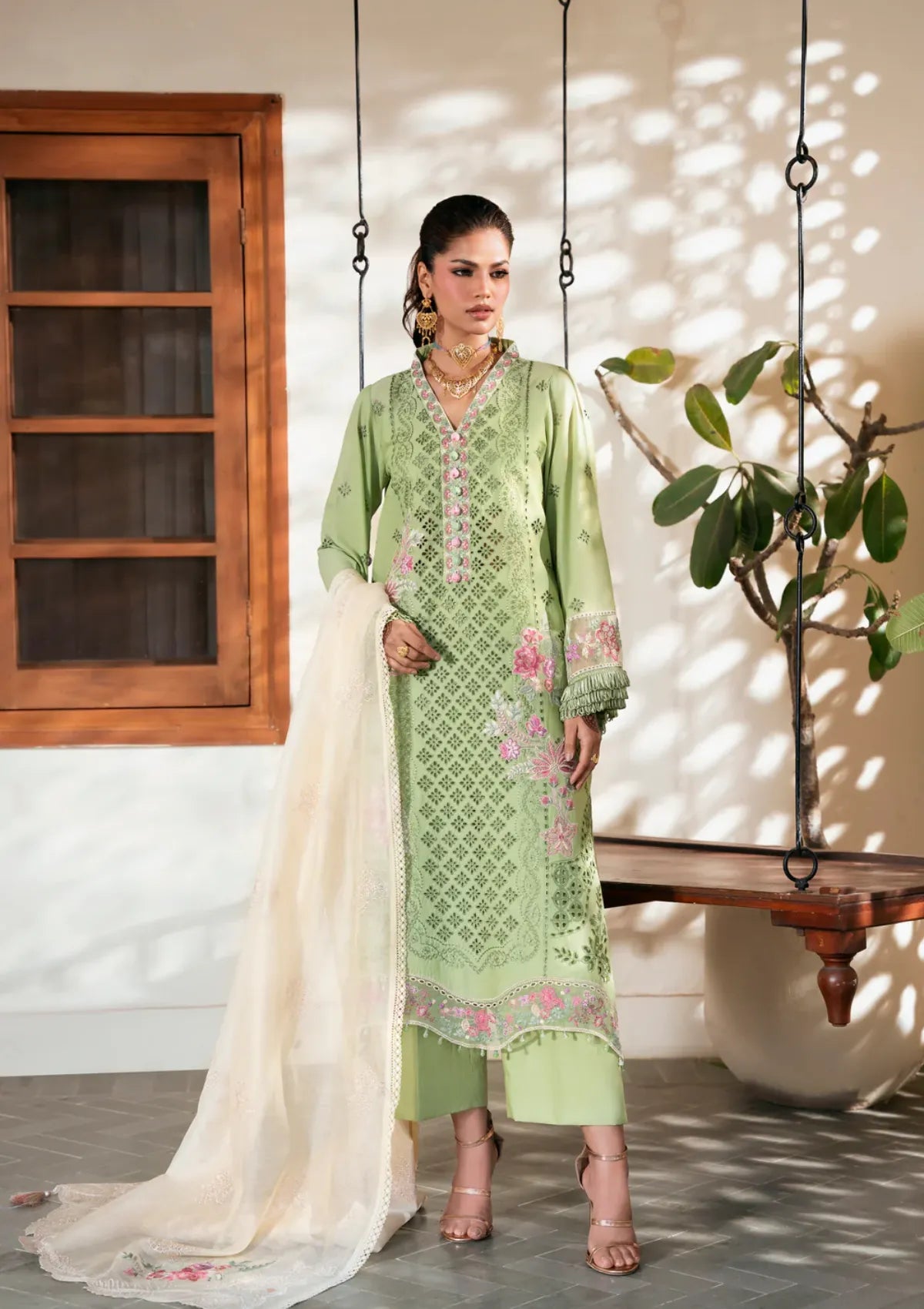 Naqsh Chikankari Festive Edit'26 NS-00204 Green Peace