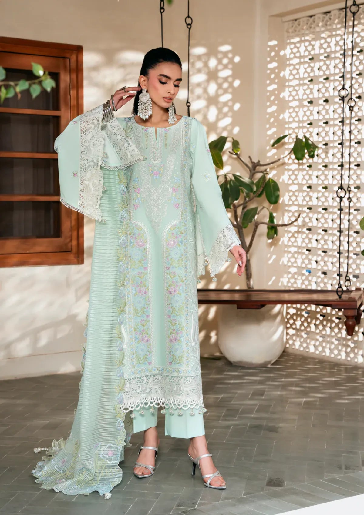 Naqsh Chikankari Festive Edit'26 NS-00196 Aqua Bloom