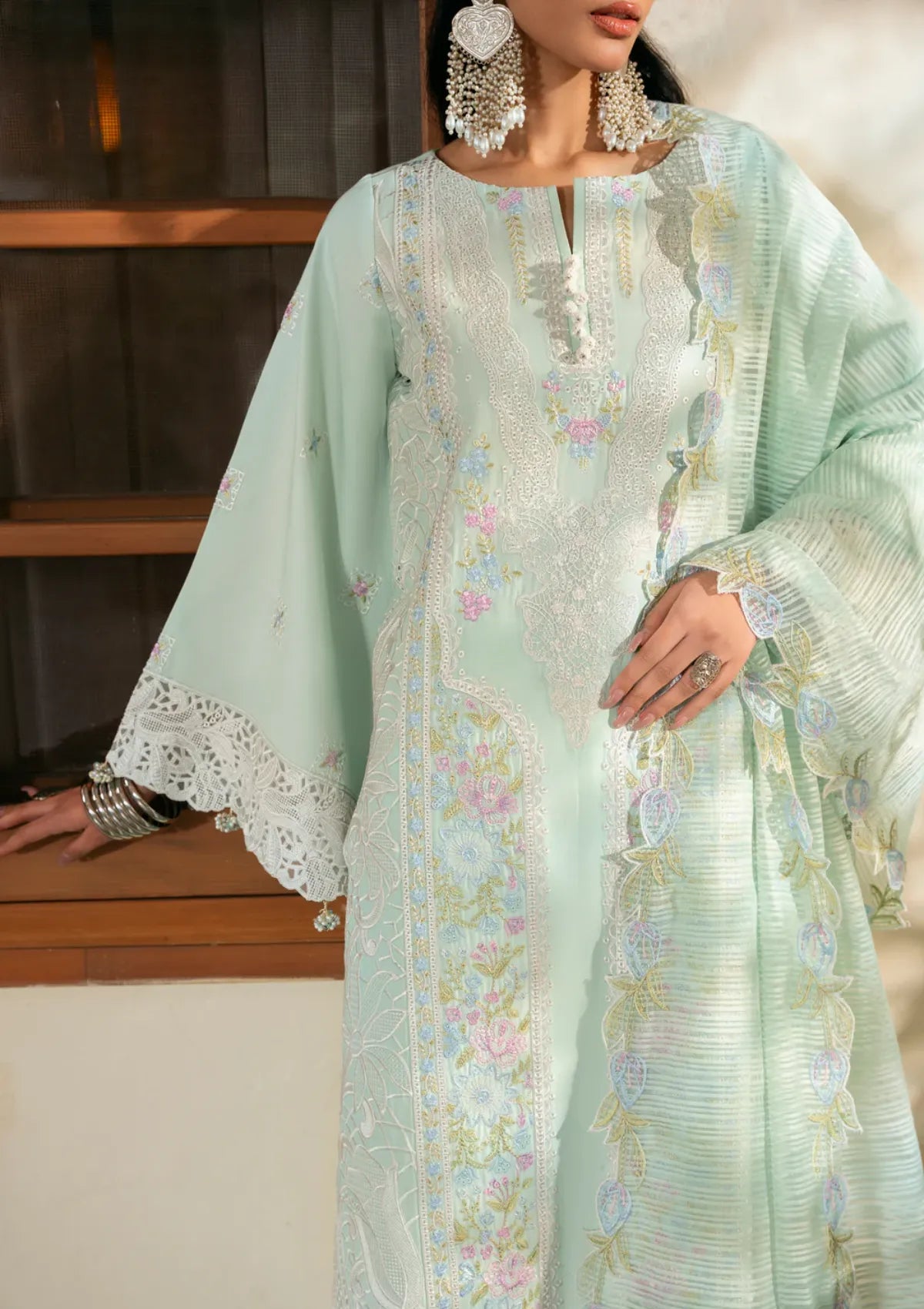 Naqsh Chikankari Festive Edit'26 NS-00196 Aqua Bloom