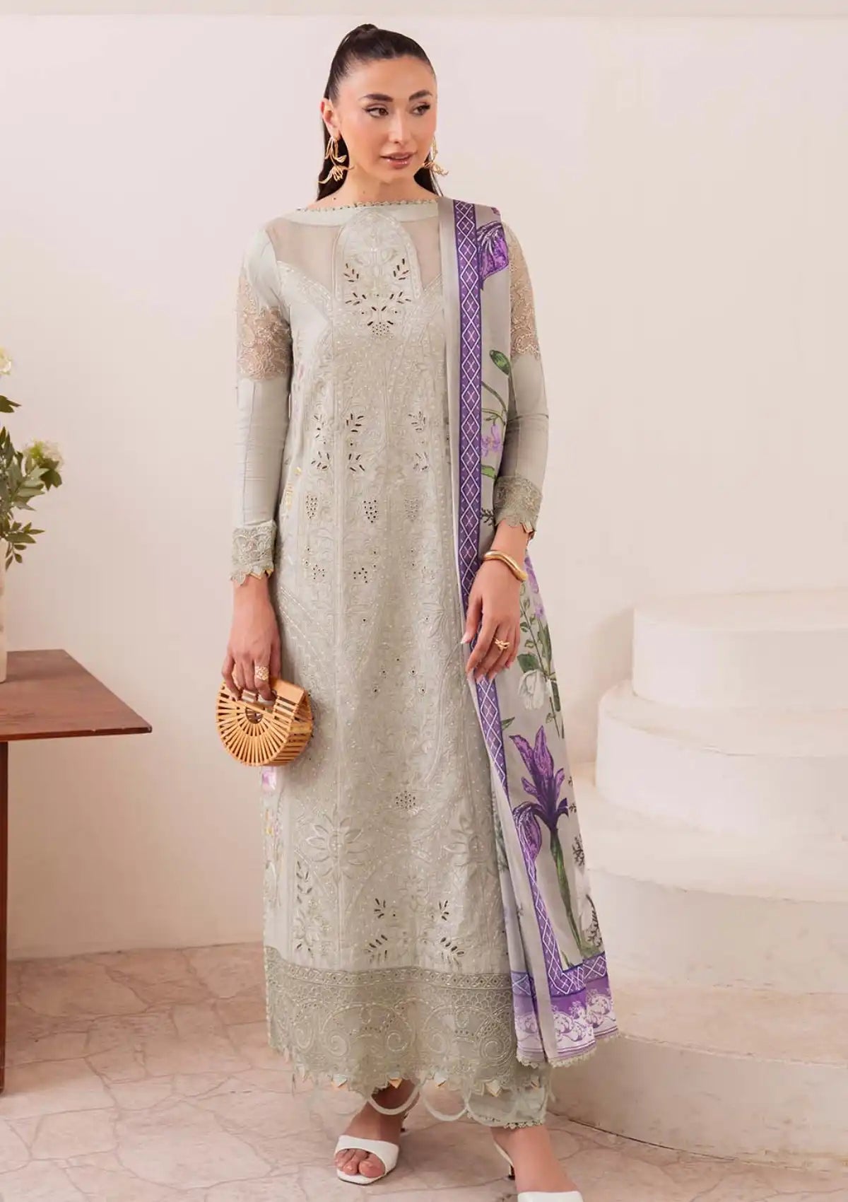 mohsin-saeed-fabrics-affordable-luxury-outfits-for-daily-formal-and-wedding-wear-This-product-is-from-neeshay-symphony-luxury-lawn-vol-225-olive-is-available-on-Mohsin-saeed-fabrics-website.