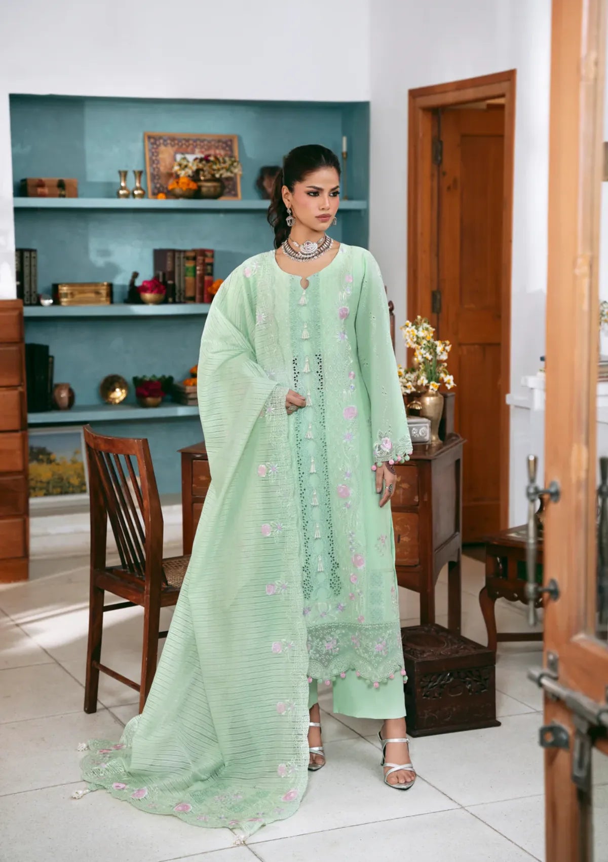 Naqsh Chikankari Festive Edit'26 NS-00200 Green Lily