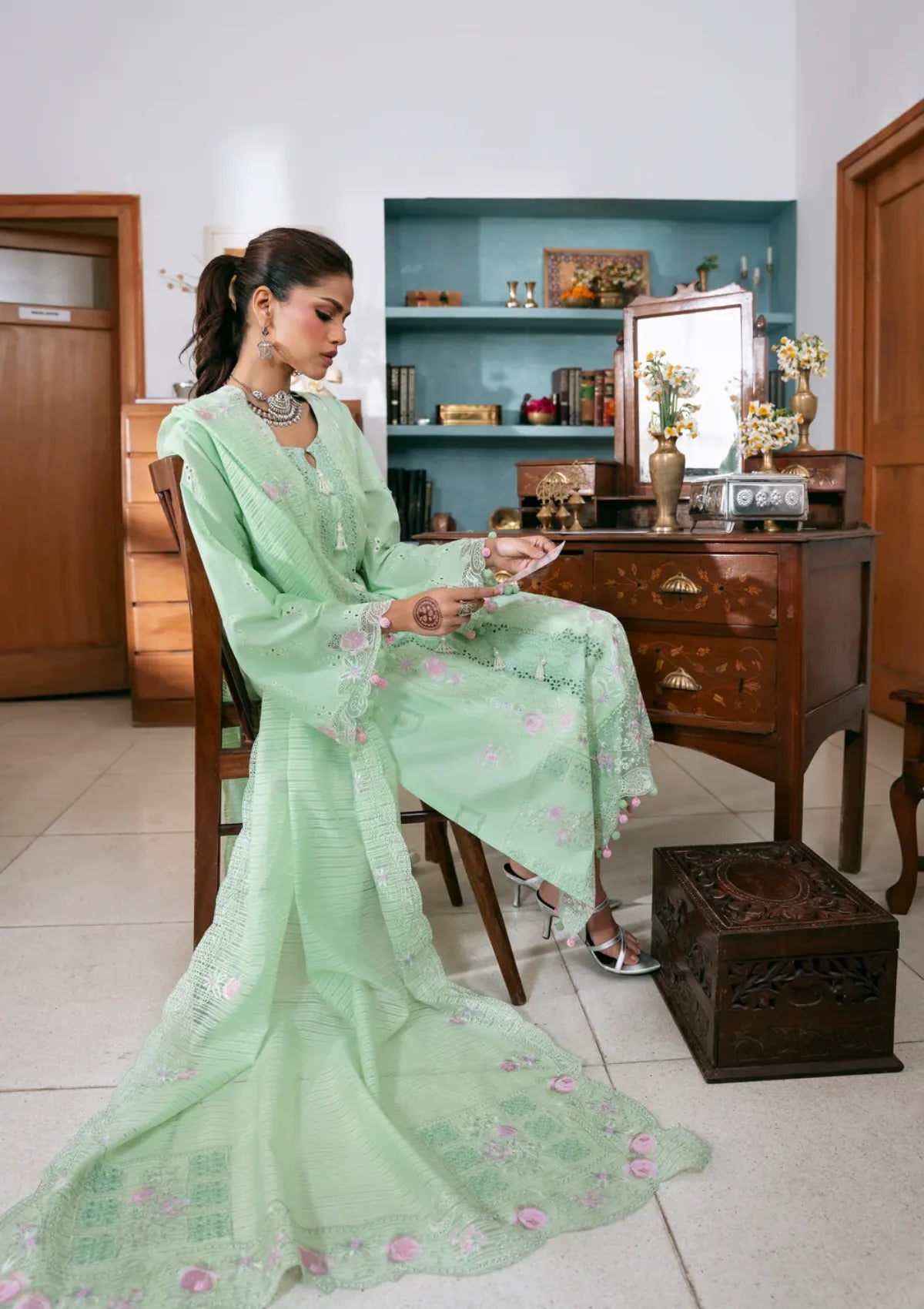 Naqsh Chikankari Festive Edit'26 NS-00200 Green Lily