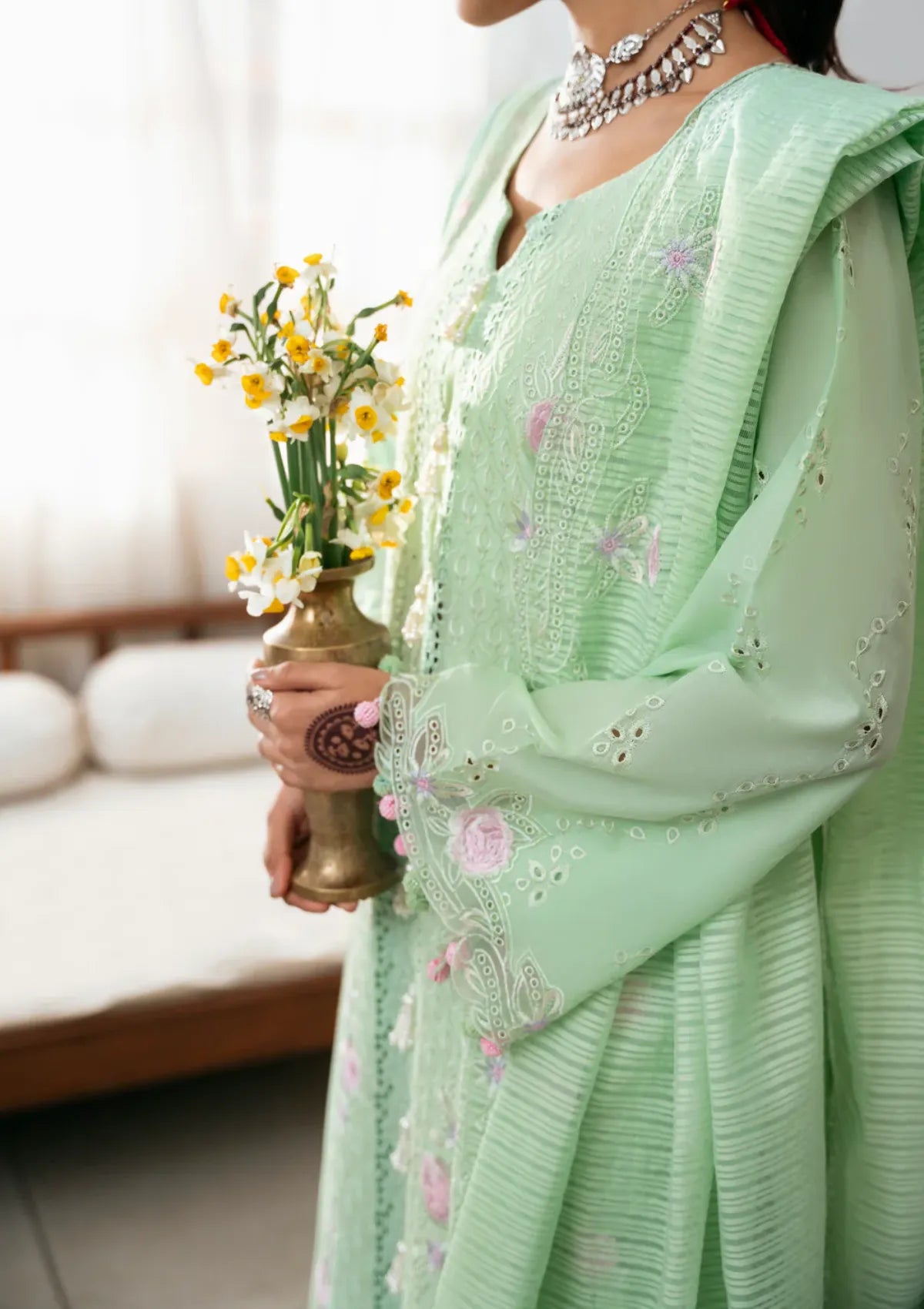 Naqsh Chikankari Festive Edit'26 NS-00200 Green Lily
