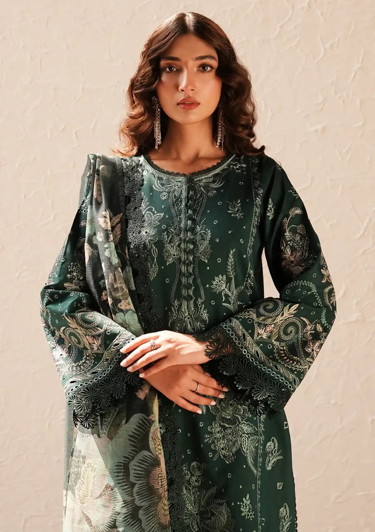 Afrozeh Festive Chikankari Lawn'24 AL-04 Viridian - Mohsin Saeed Fabrics