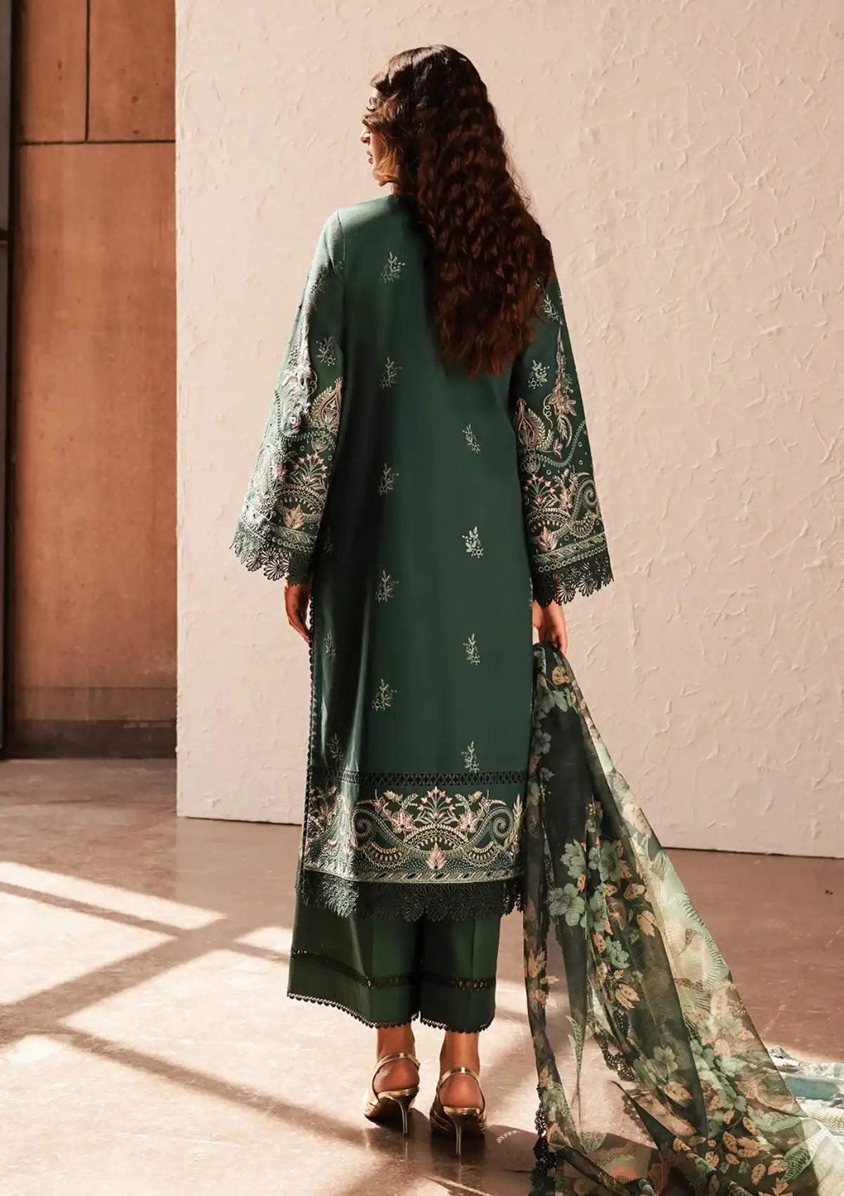Afrozeh Festive Chikankari Lawn'24 AL-04 Viridian - Mohsin Saeed Fabrics