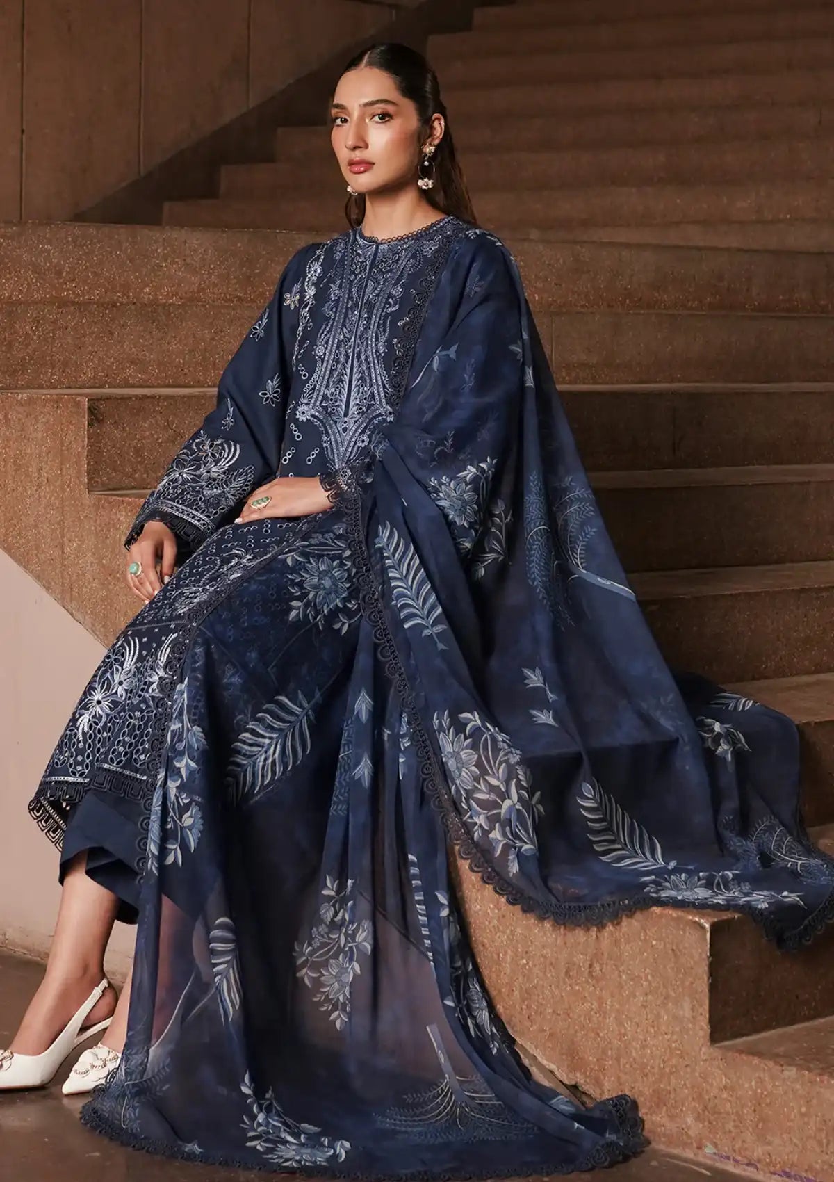 Afrozeh Festive Chikankari Lawn'24 AL-03 Capri - Mohsin Saeed Fabrics