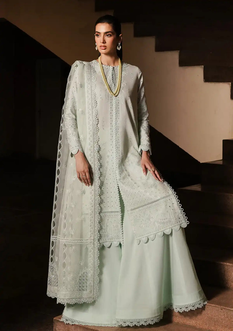 Afrozeh Festive Chikankari Lawn'24 AL-06 Celadon - Mohsin Saeed Fabrics