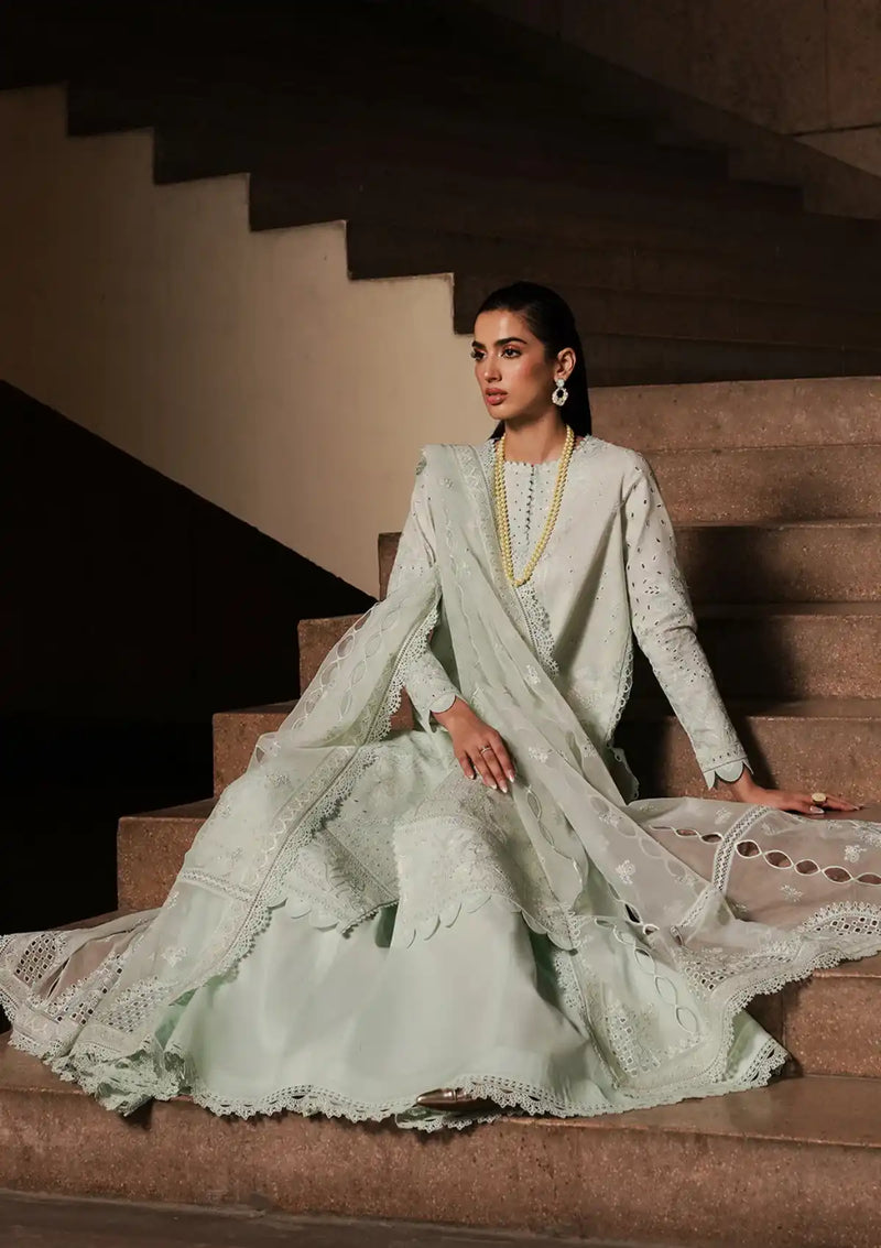 Afrozeh Festive Chikankari Lawn'24 AL-06 Celadon - Mohsin Saeed Fabrics