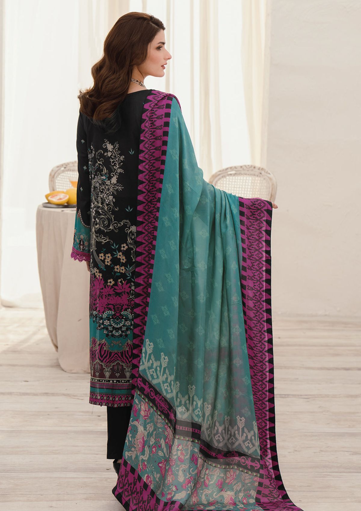 Mashaal Luxury Lawn By Ramsha'24 D-08 - Mohsin Saeed Fabrics