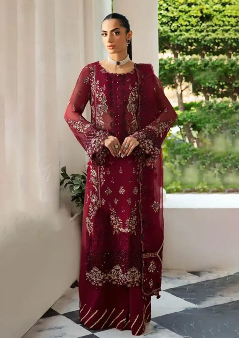 Embroidered Bamber Chiffon Front With Sequence and Embroidered Bamber Chiffon Dupatta from Ramsha Dastak Luxury Chiffon'24 Q-103
