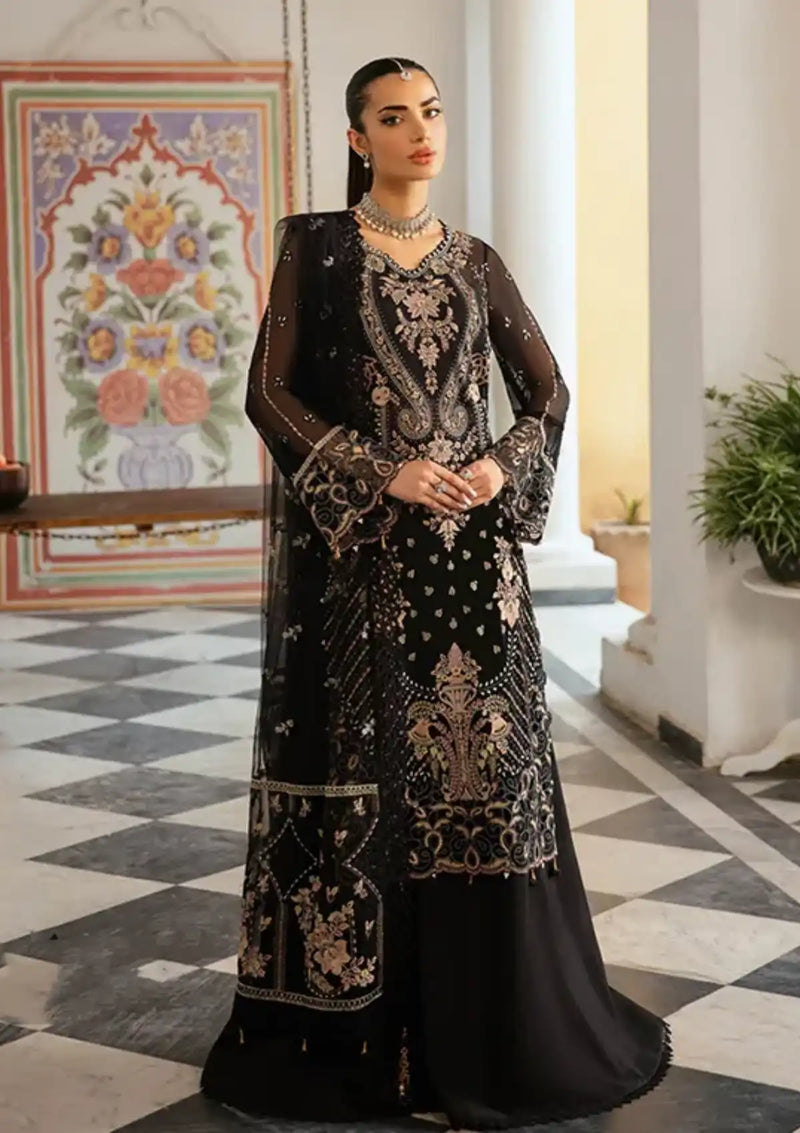 Embroidered Bamber Chiffon Front With Sequence and Embroidered Bamber Chiffon Dupatta from Ramsha Dastak Luxury Chiffon'24 Q-106
