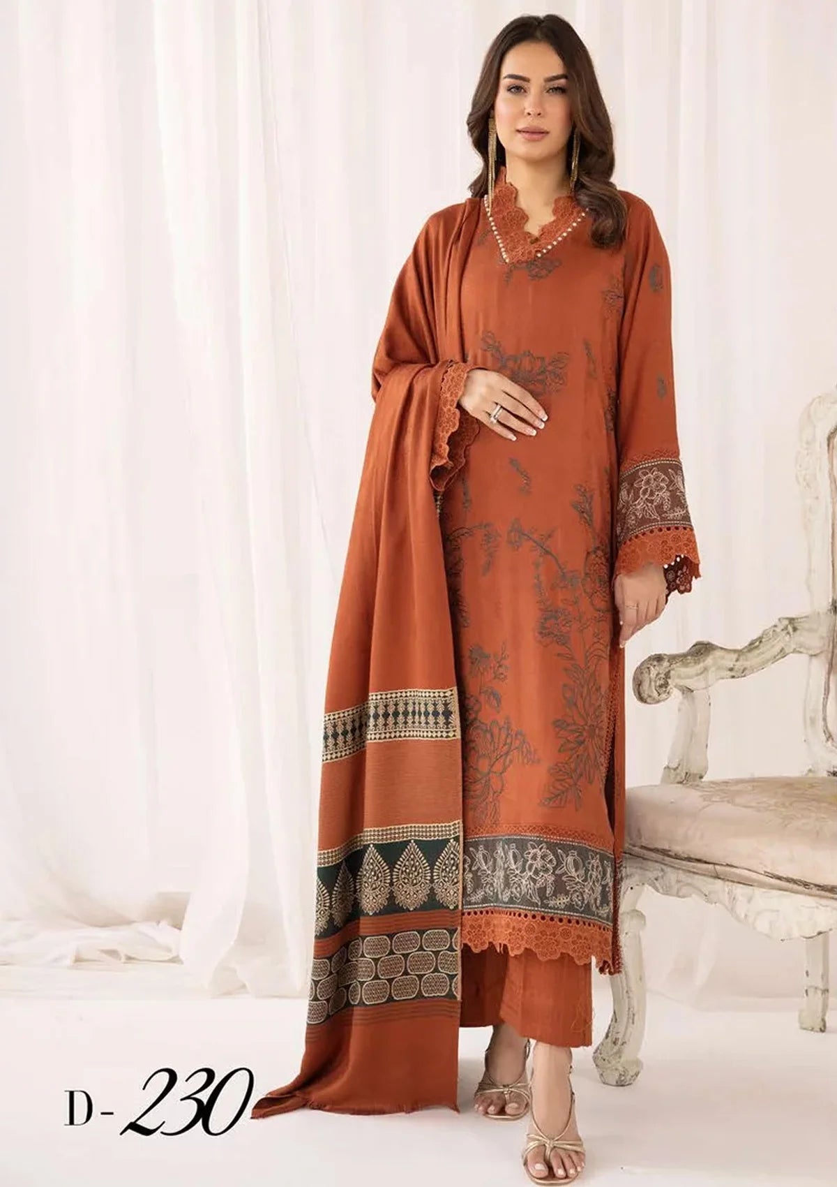 Dastoor By Khoobsurat Emb Peach Leather'23 D-230 - Mohsin Saeed Fabrics