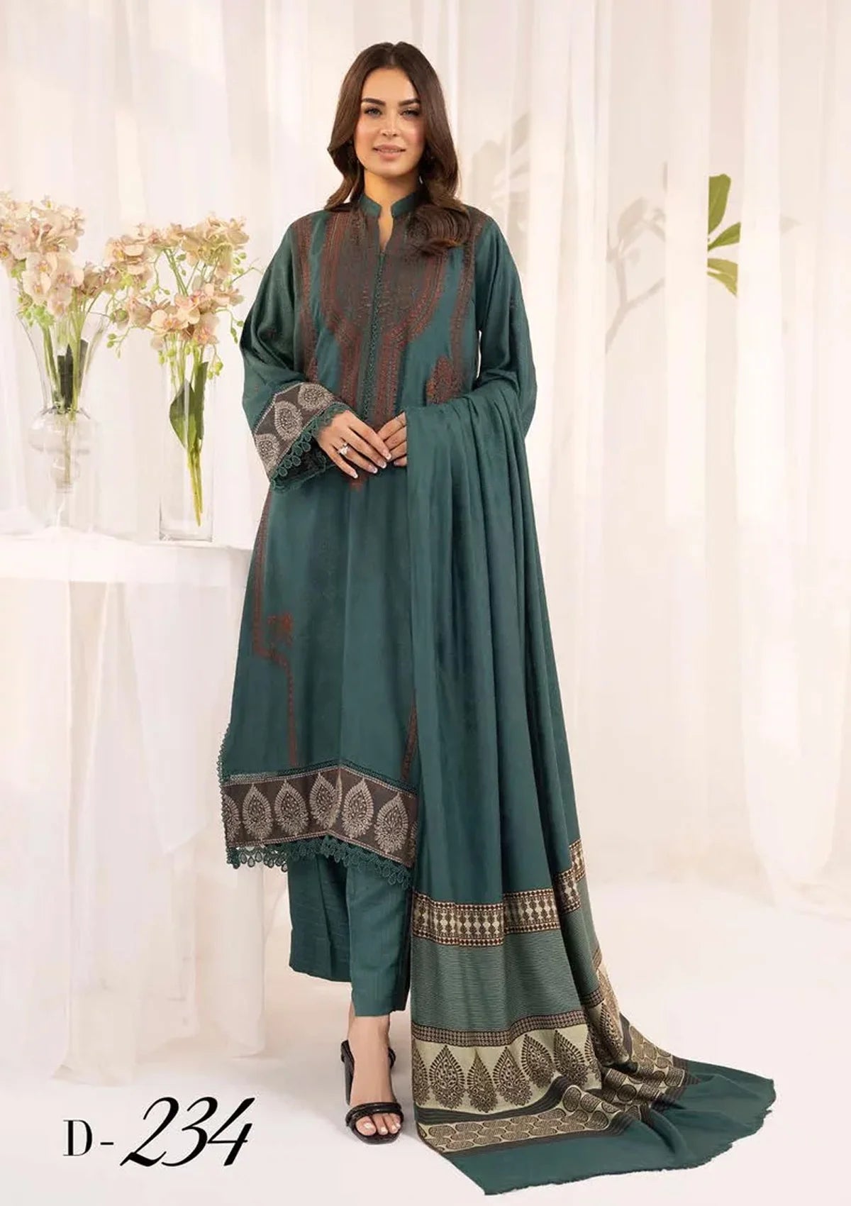 Dastoor By Khoobsurat Emb Peach Leather'23 D-234 - Mohsin Saeed Fabrics