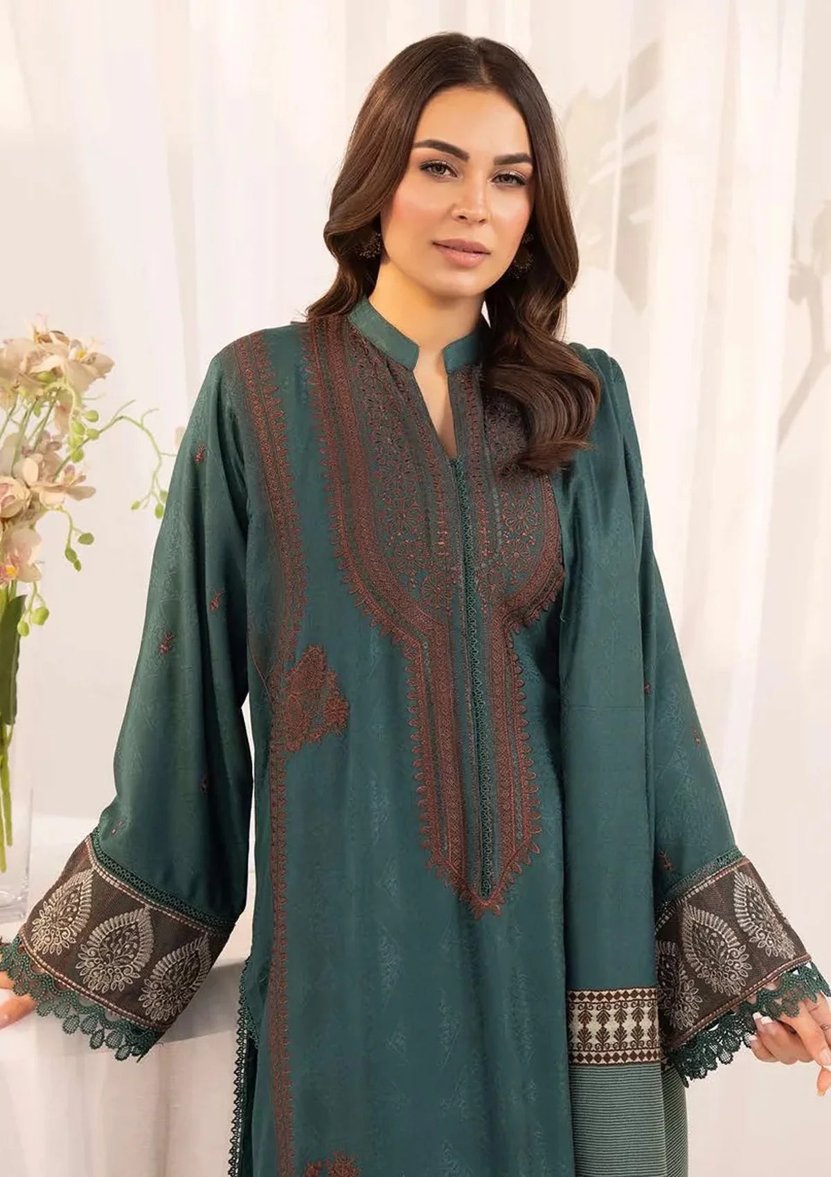 Dastoor By Khoobsurat Emb Peach Leather'23 D-234 - Mohsin Saeed Fabrics